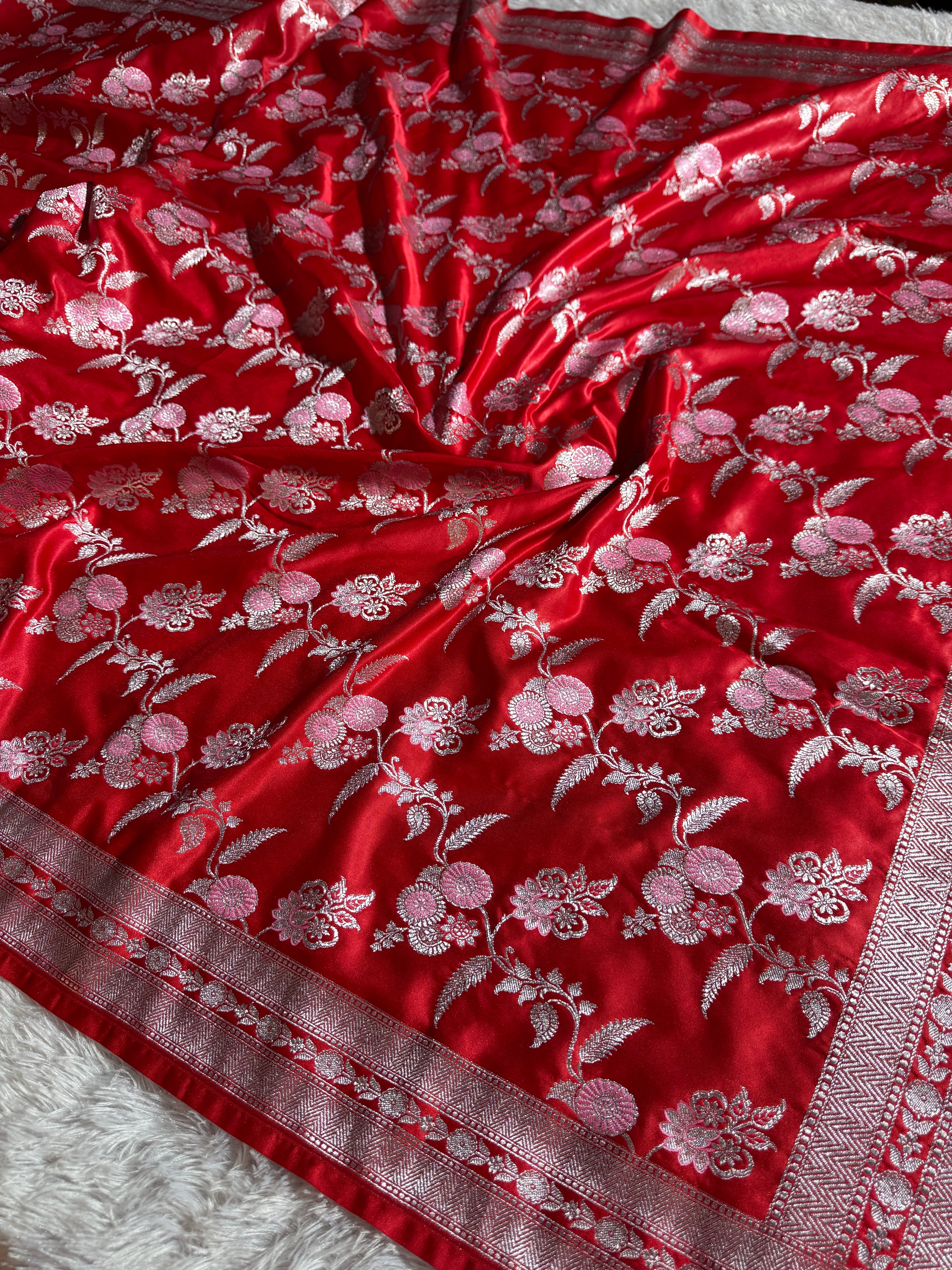 BANARASI MASHRU KATAN SILK SAREE MENAKARI WORK HN104