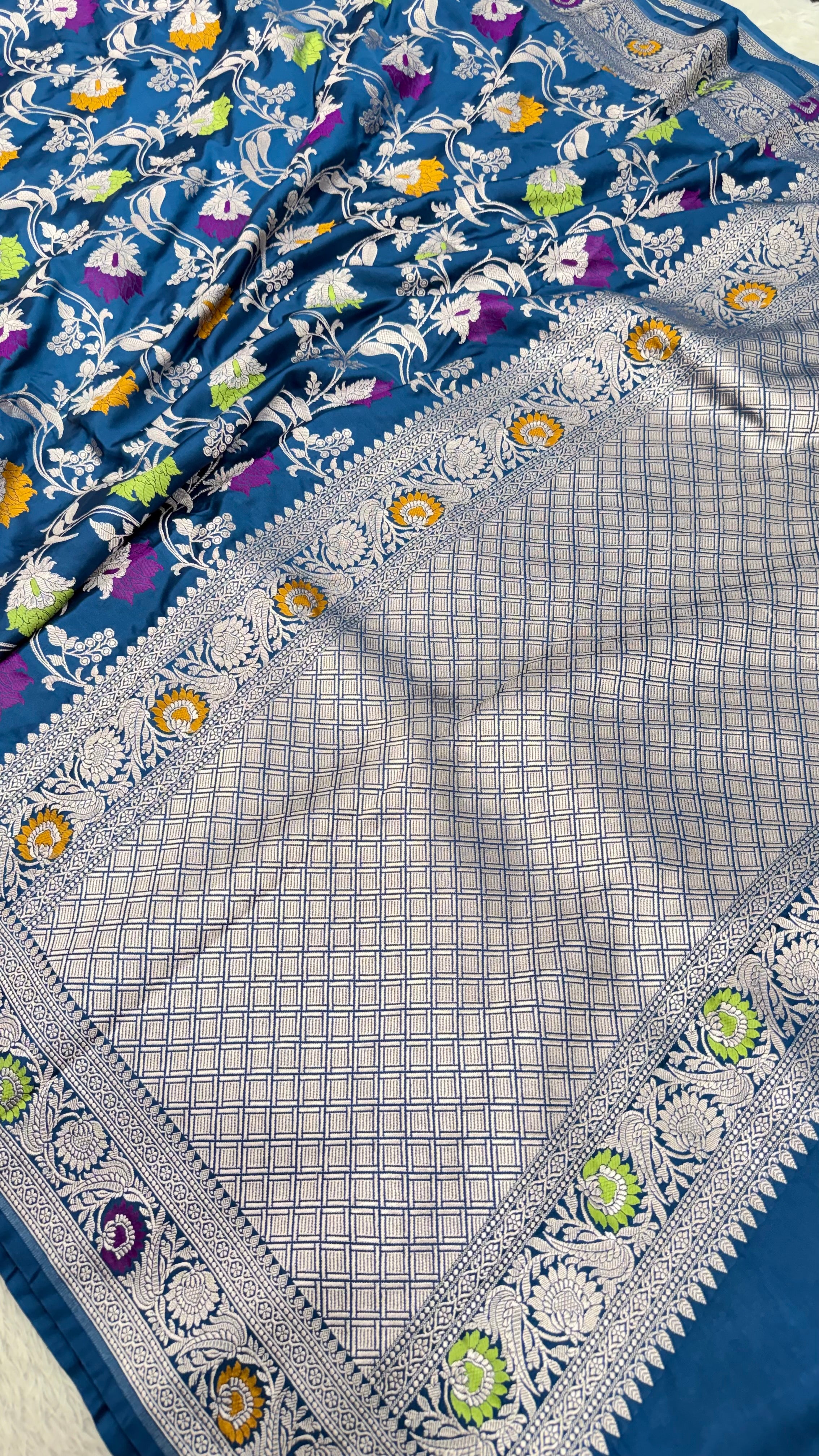 BANARASI MASHRU KATAN SILK SAREE MENAKARI WORK HN177