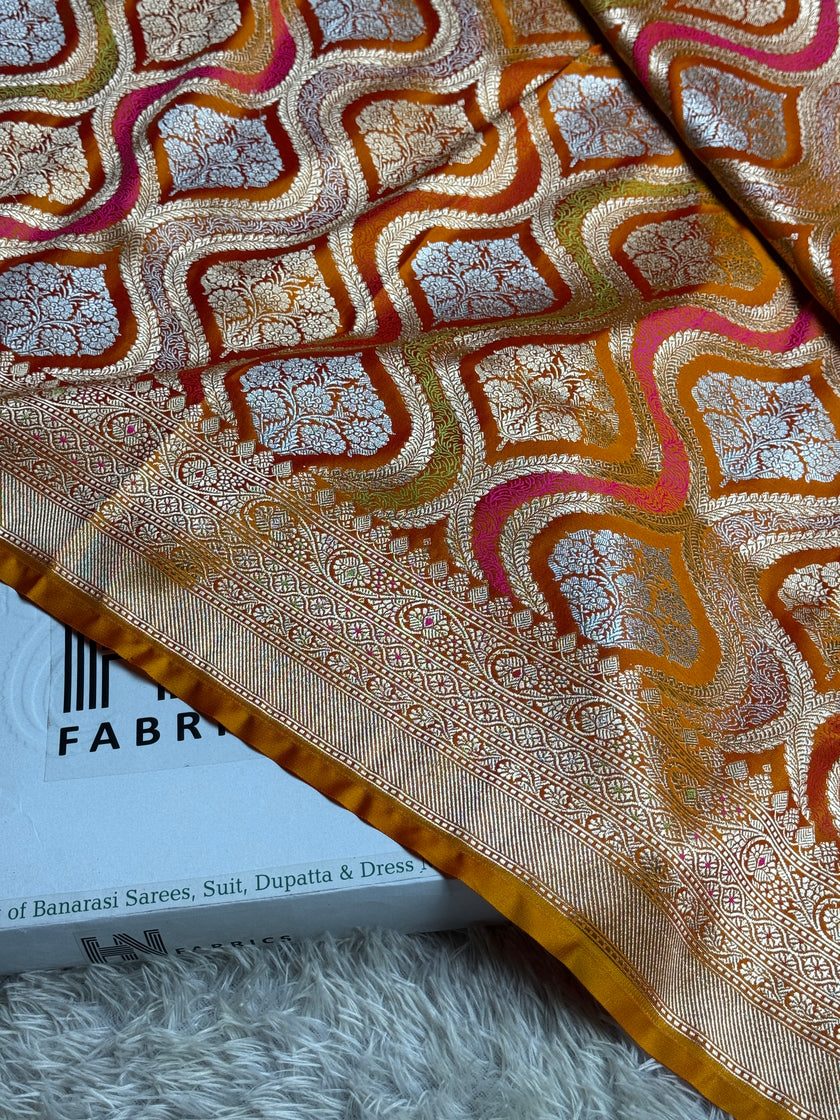 BANARASI MASHRU KATAN SILK SAREE MENAKARI WORK HN500