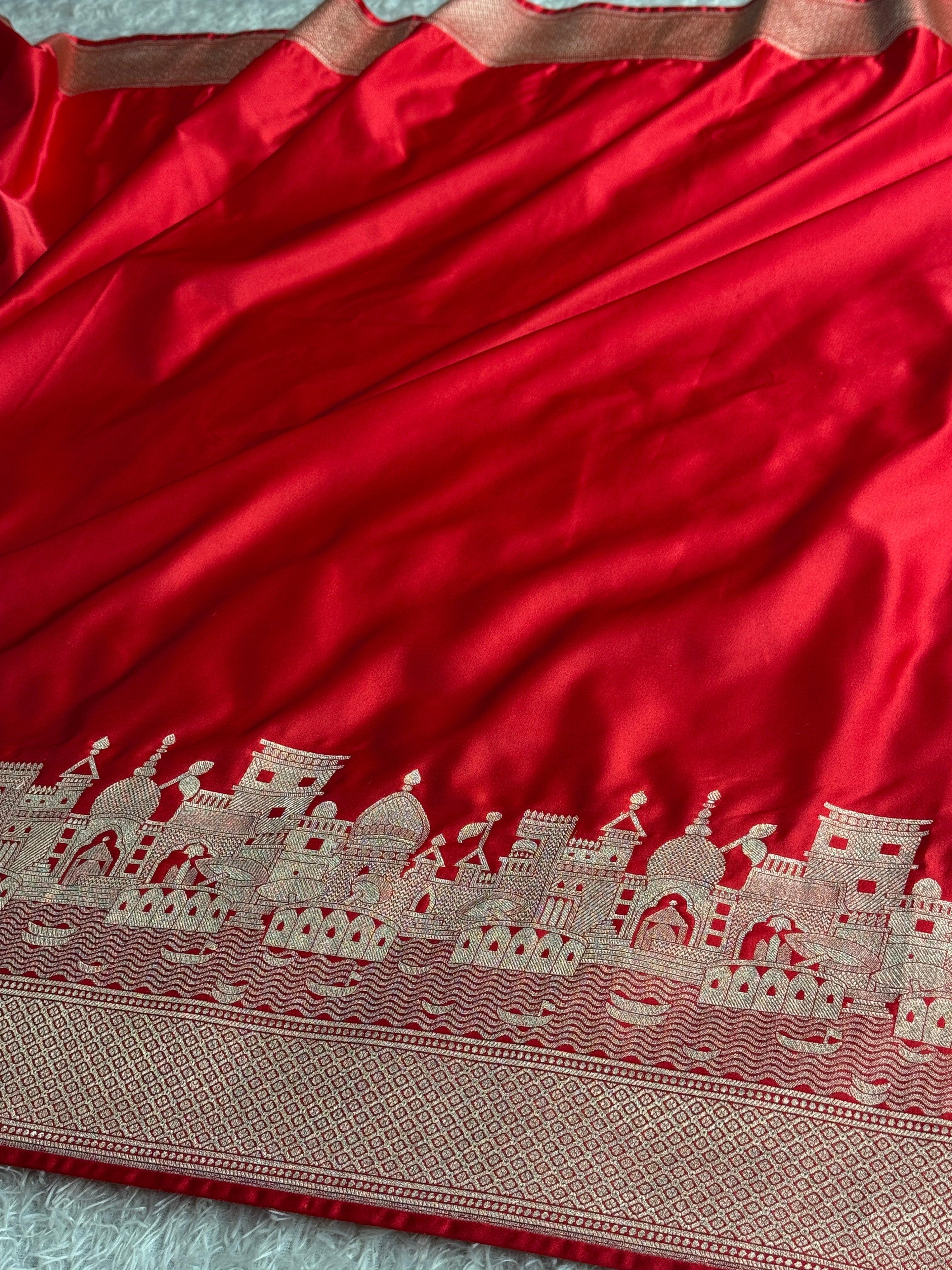 BEAUTIFUL BANARASI GHAT DESIGN SAREE MASHRU KATAN SILK HN750