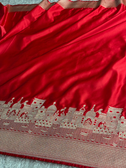 BEAUTIFUL BANARASI GHAT DESIGN SAREE MASHRU KATAN SILK HN750