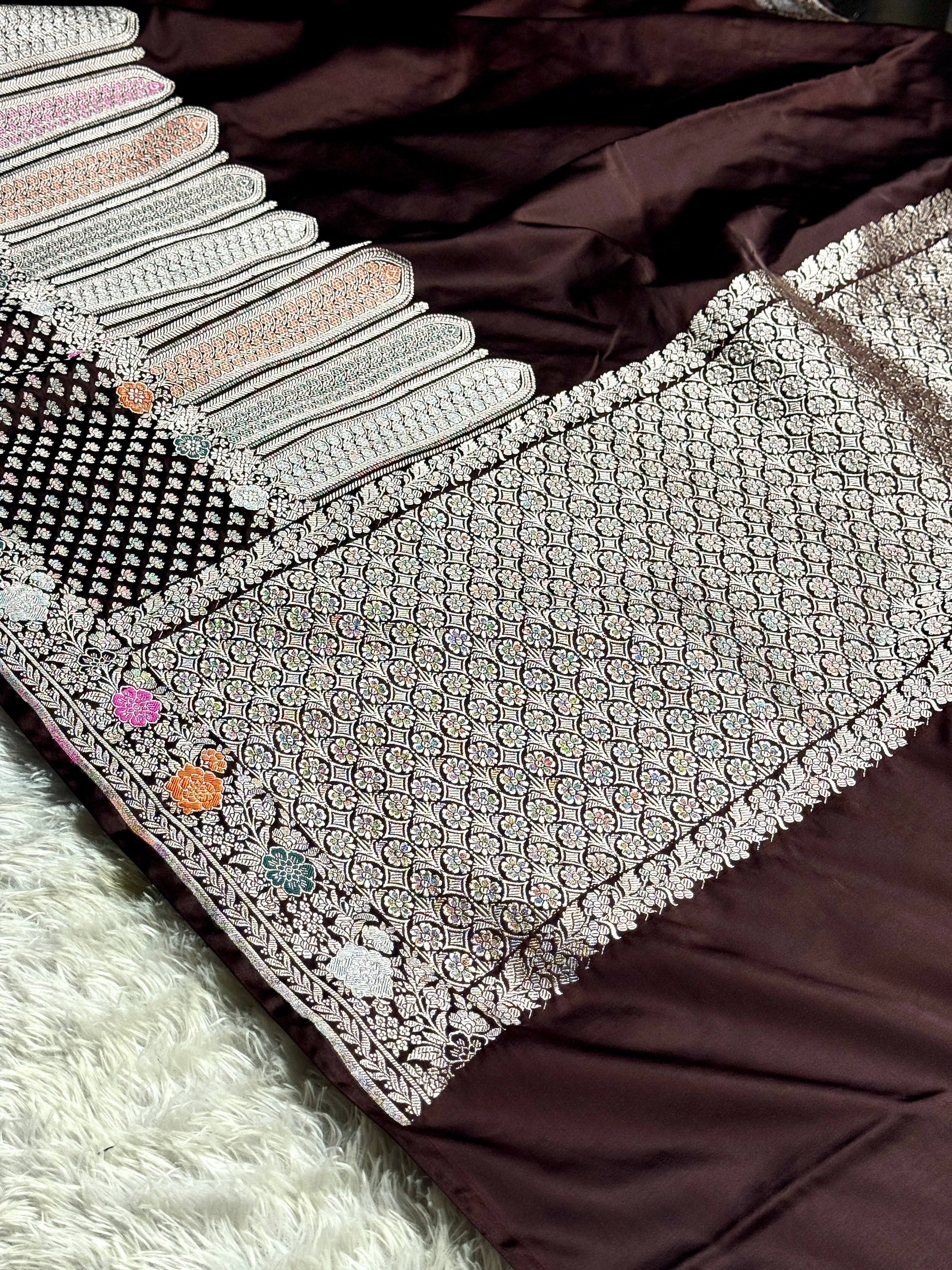 BANARASI MASHRU KATAN SILK SAREE MENAKARI WORK HN700