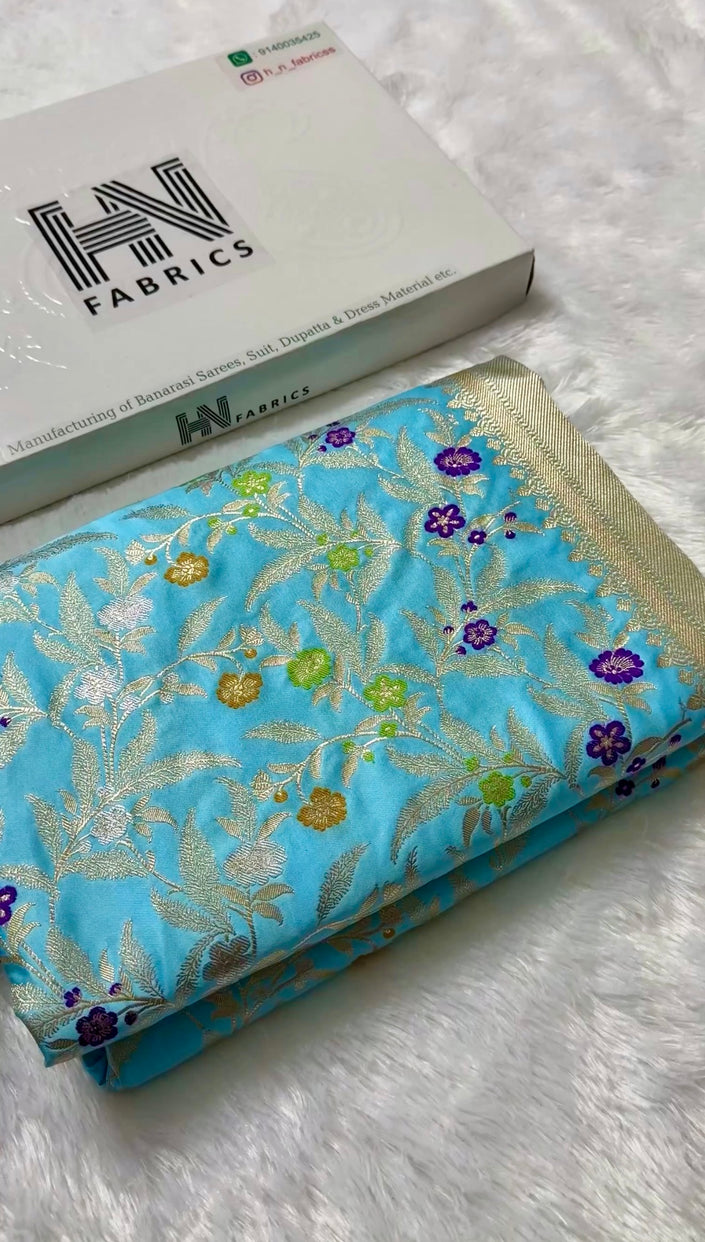 BANARASI MASHRU KATAN SILK SAREE MENAKARI WORK HN119