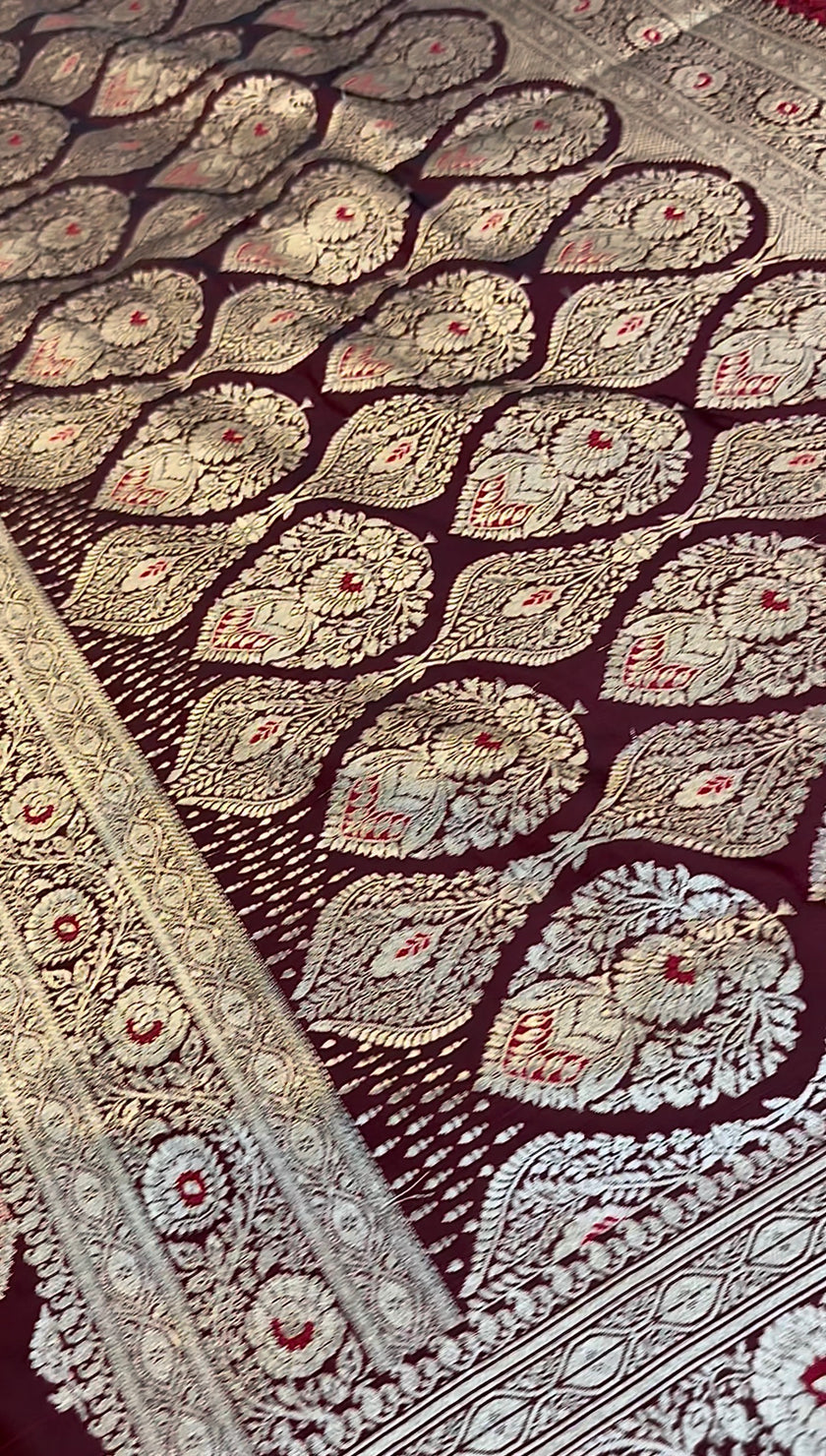 BANARASI MASHRU KATAN SILK SAREE RANGKAT DESIGN HN120