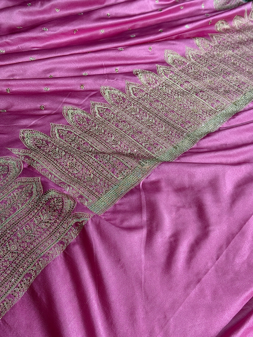 Banarasi mashru katan silk saree Swavroski work hn102