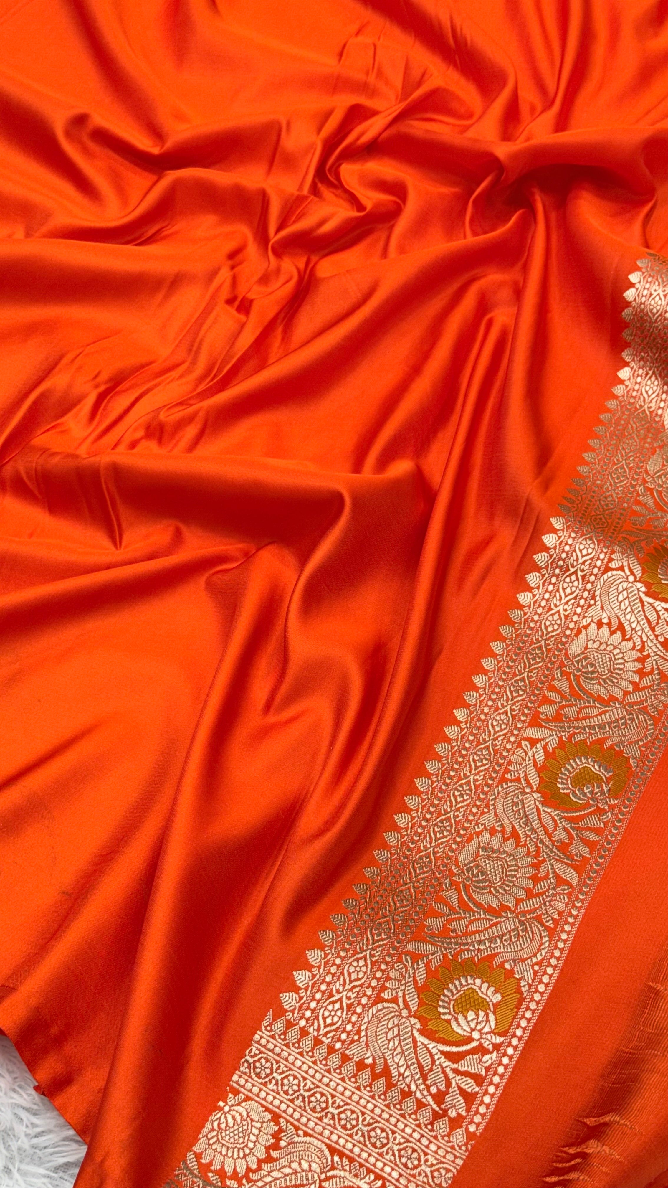 BANARASI MASHRU KATAN SILK SAREE MENAKARI WORK HN177