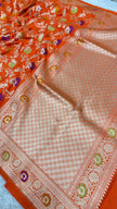 BANARASI MASHRU KATAN SILK SAREE MENAKARI WORK HN177