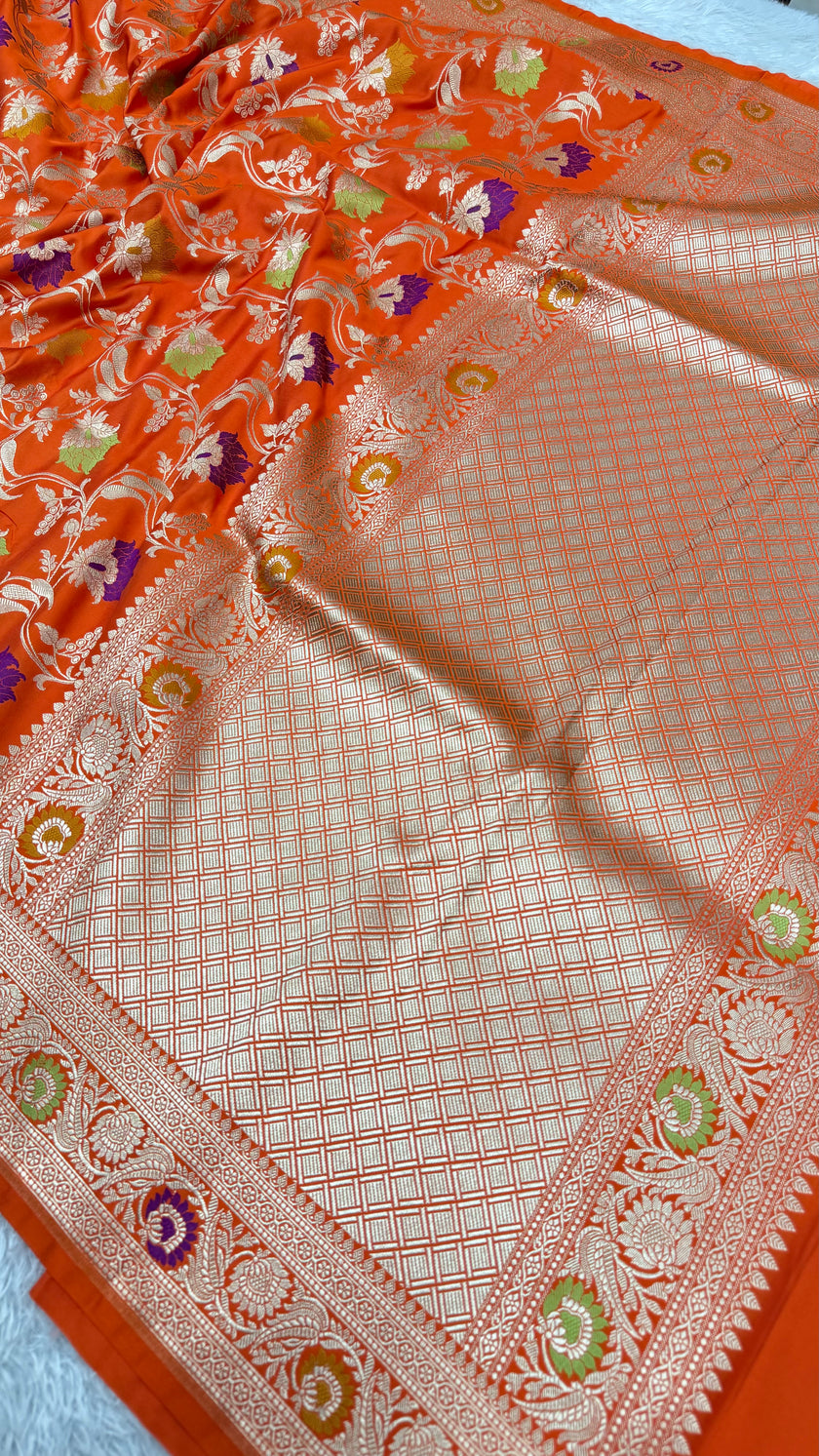BANARASI MASHRU KATAN SILK SAREE MENAKARI WORK HN177