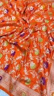 BANARASI MASHRU KATAN SILK SAREE MENAKARI WORK HN177