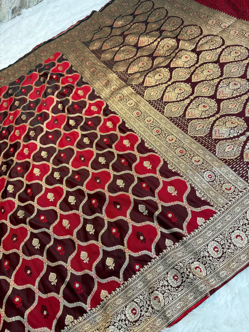 BANARASI MASHRU KATAN SILK SAREE RANGKAT DESIGN HN120