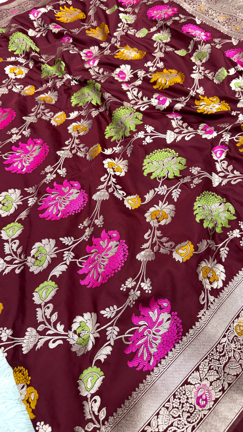 BANARASI MASHRU KATAN SILK SAREE MENAKARI WORK HN101