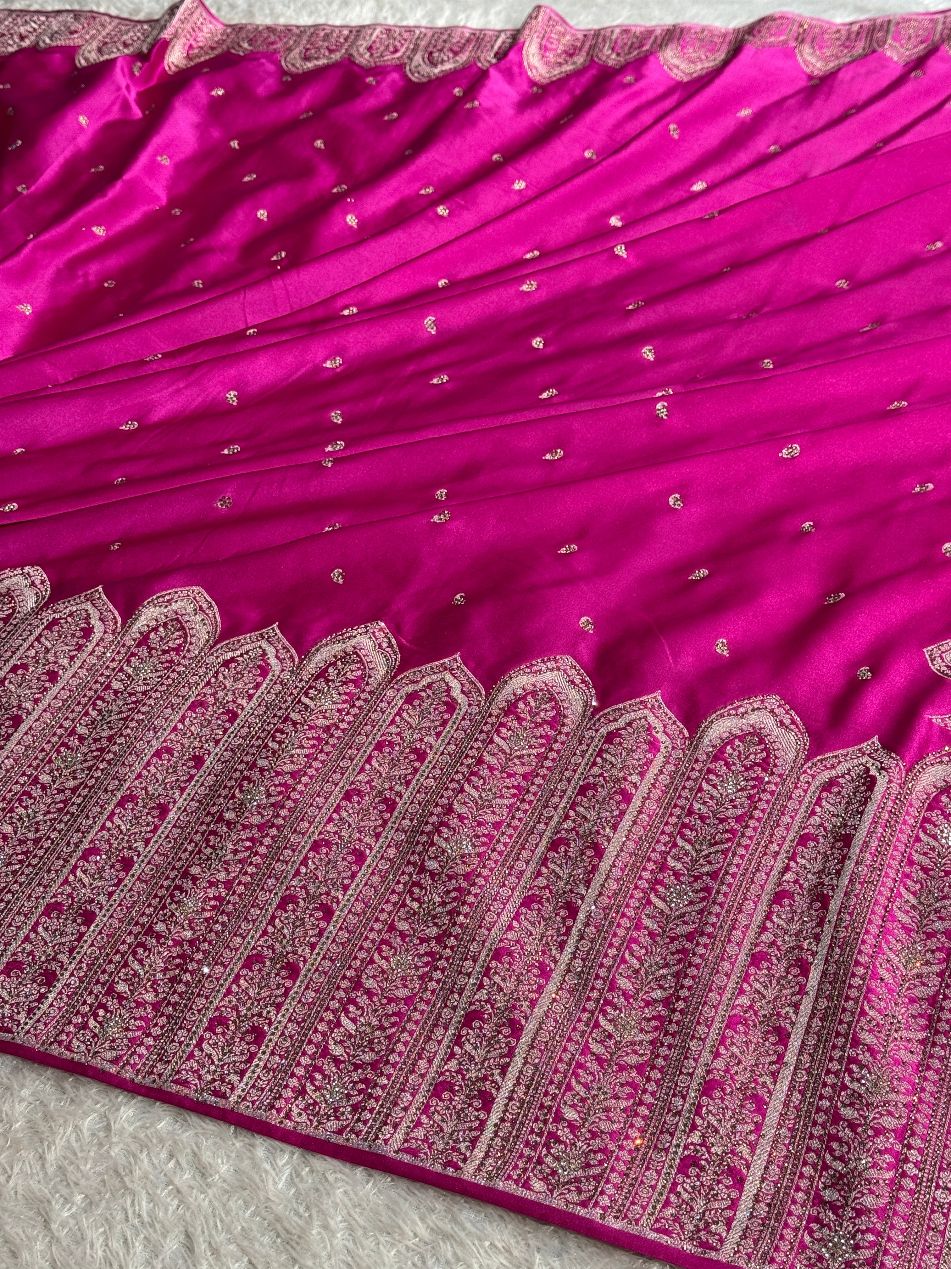 Banarasi mashru katan silk saree Swavroski Work hn102