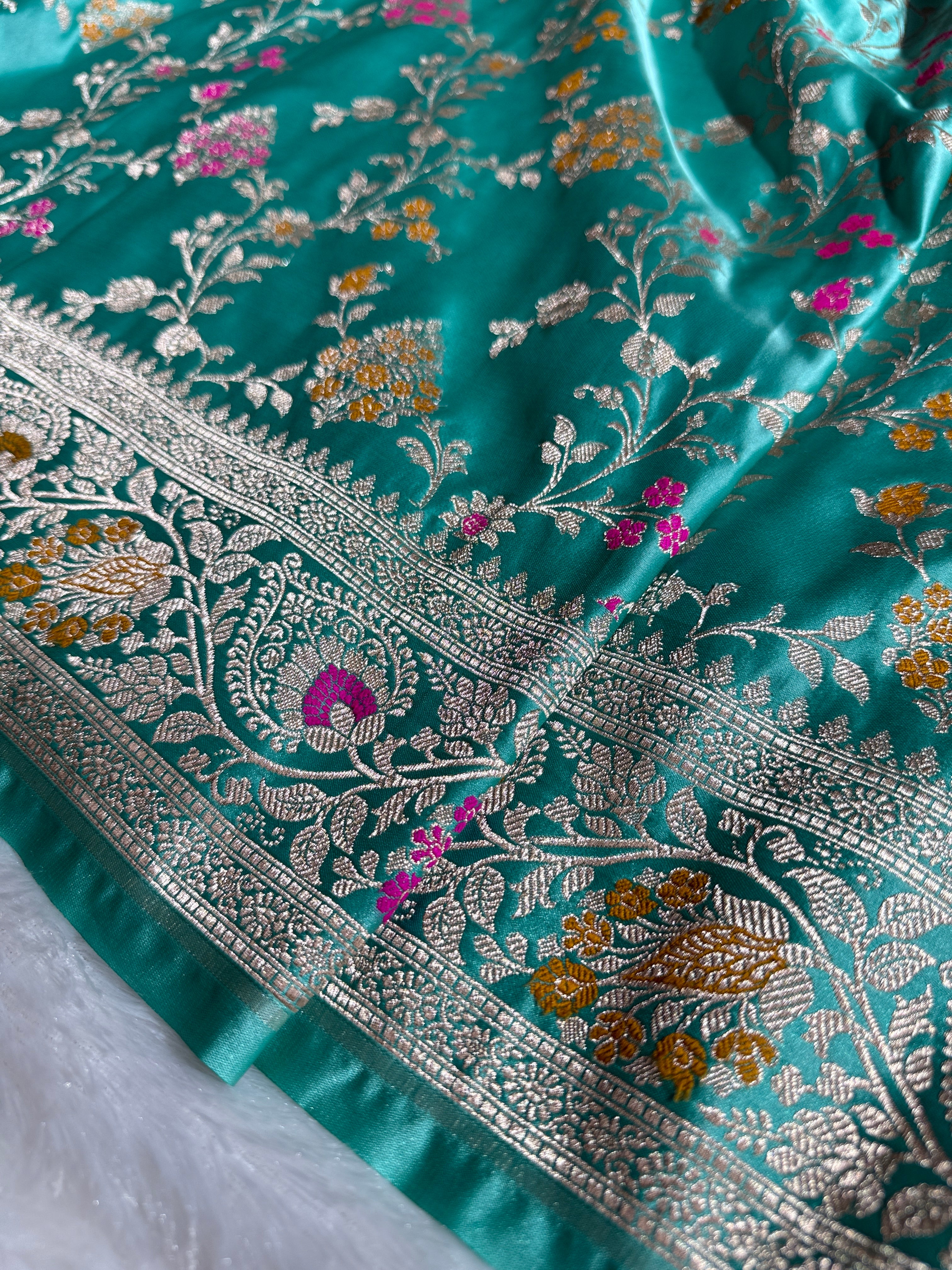 BANARASI MASHRU KATAN SILK SAREE MENAKARI WORK HN107