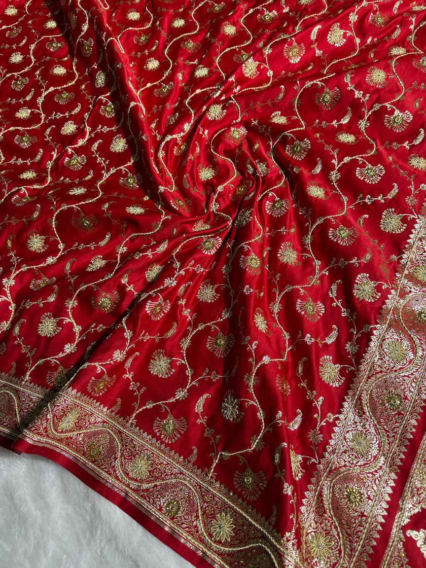 BANARASI SATIN SILK SAREE BRIDAL DESIGN HN600