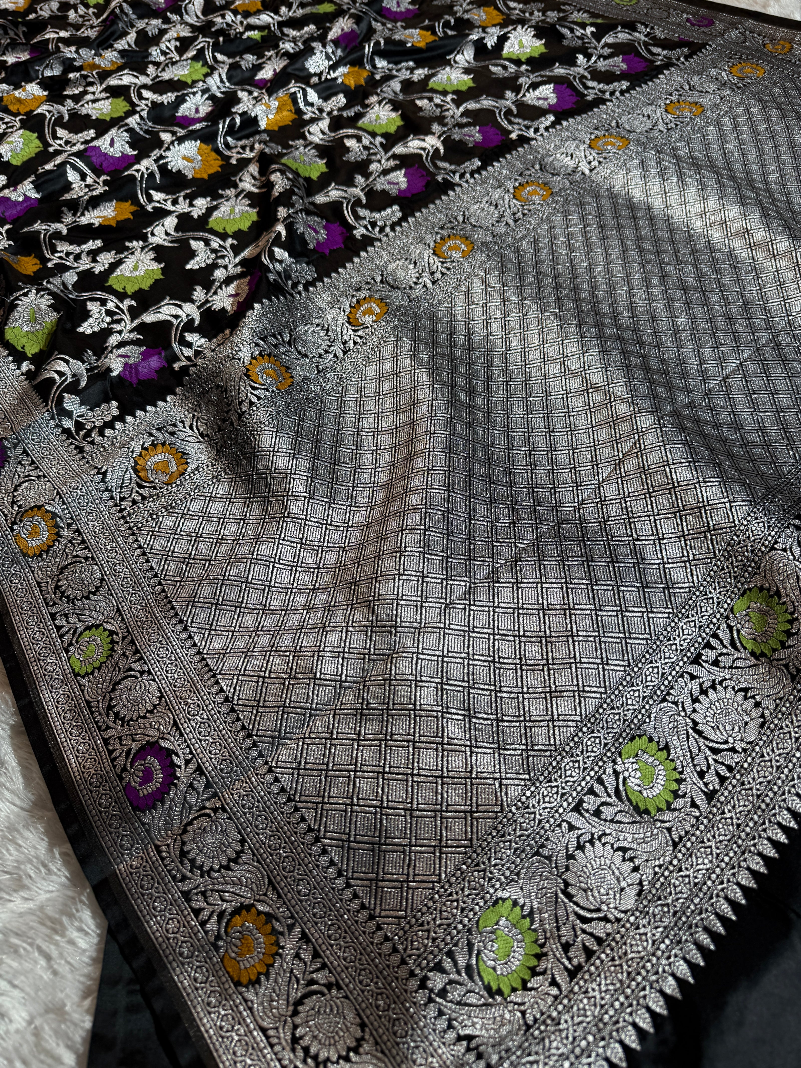 BANARASI MASHRU KATAN SILK SAREE MENAKARI WORK HN504