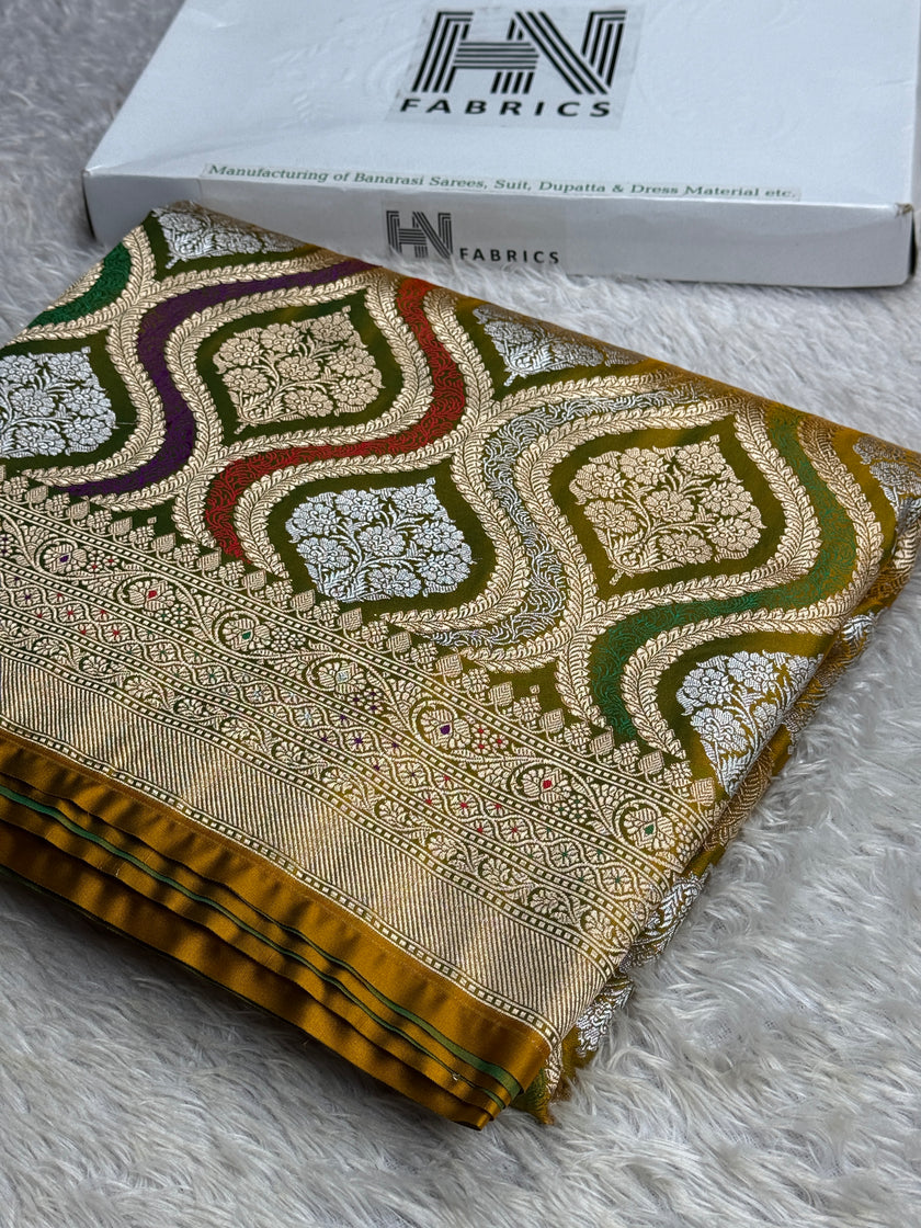 BANARASI MASHRU KATAN SILK SAREE MENAKARI WORK HN500