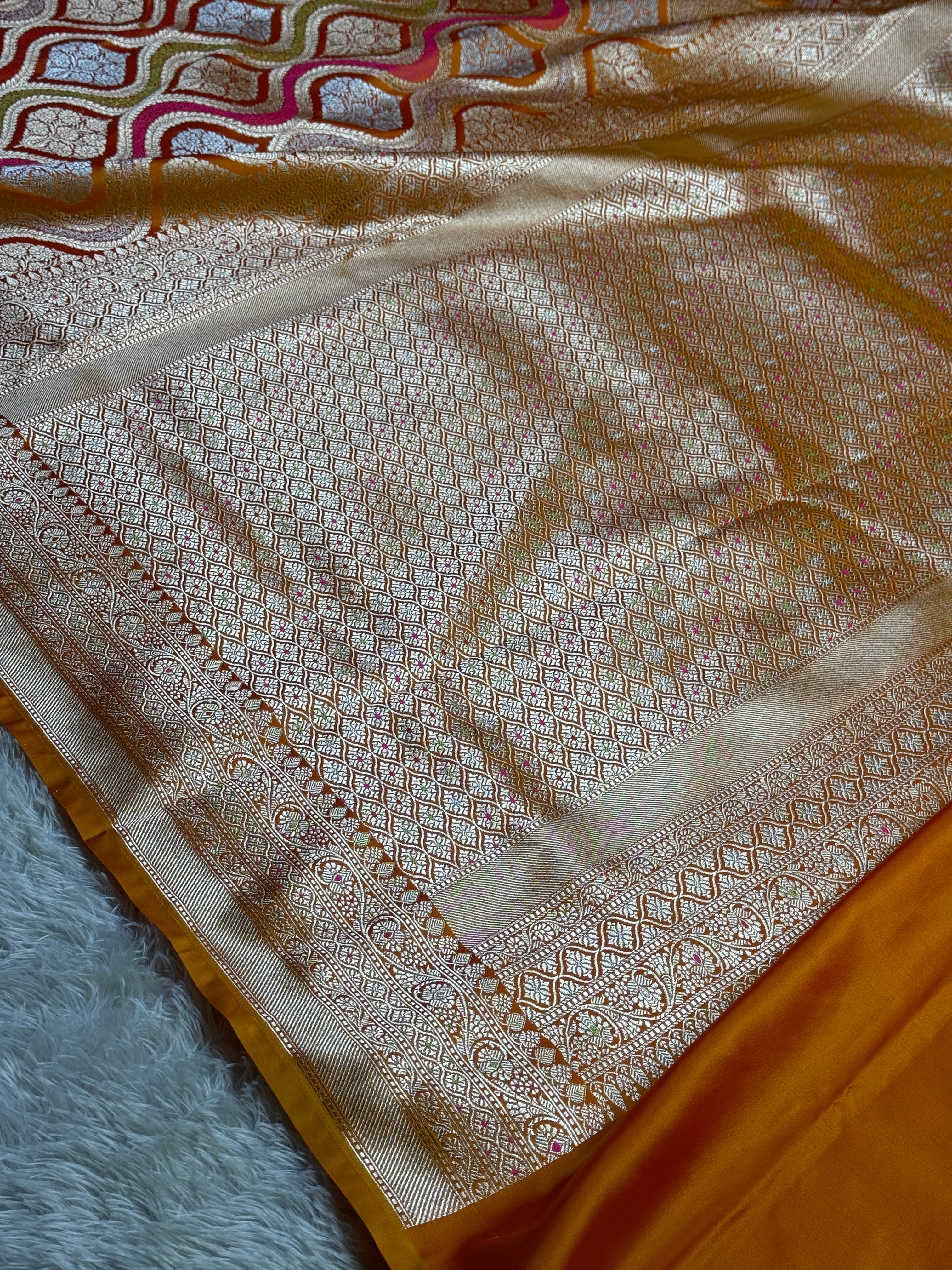 BANARASI MASHRU KATAN SILK SAREE MENAKARI WORK HN500