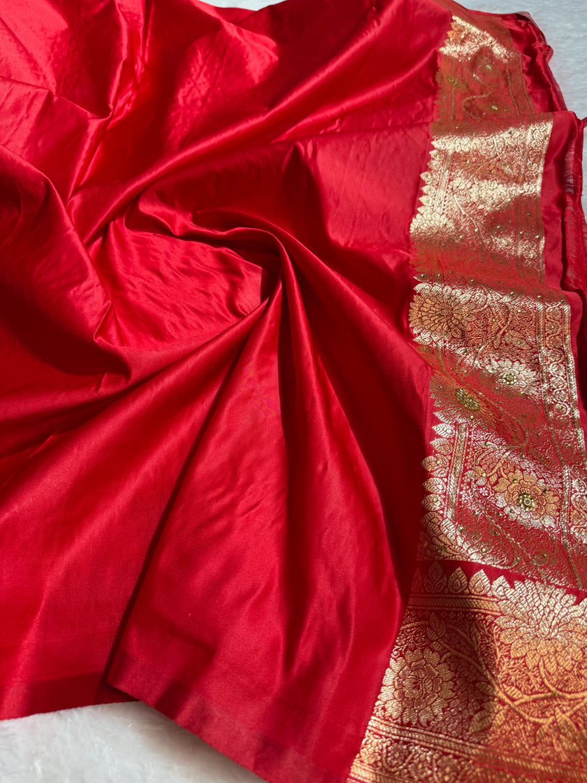 BANARASI SATIN SILK SAREE BRIDAL DESIGN HN600