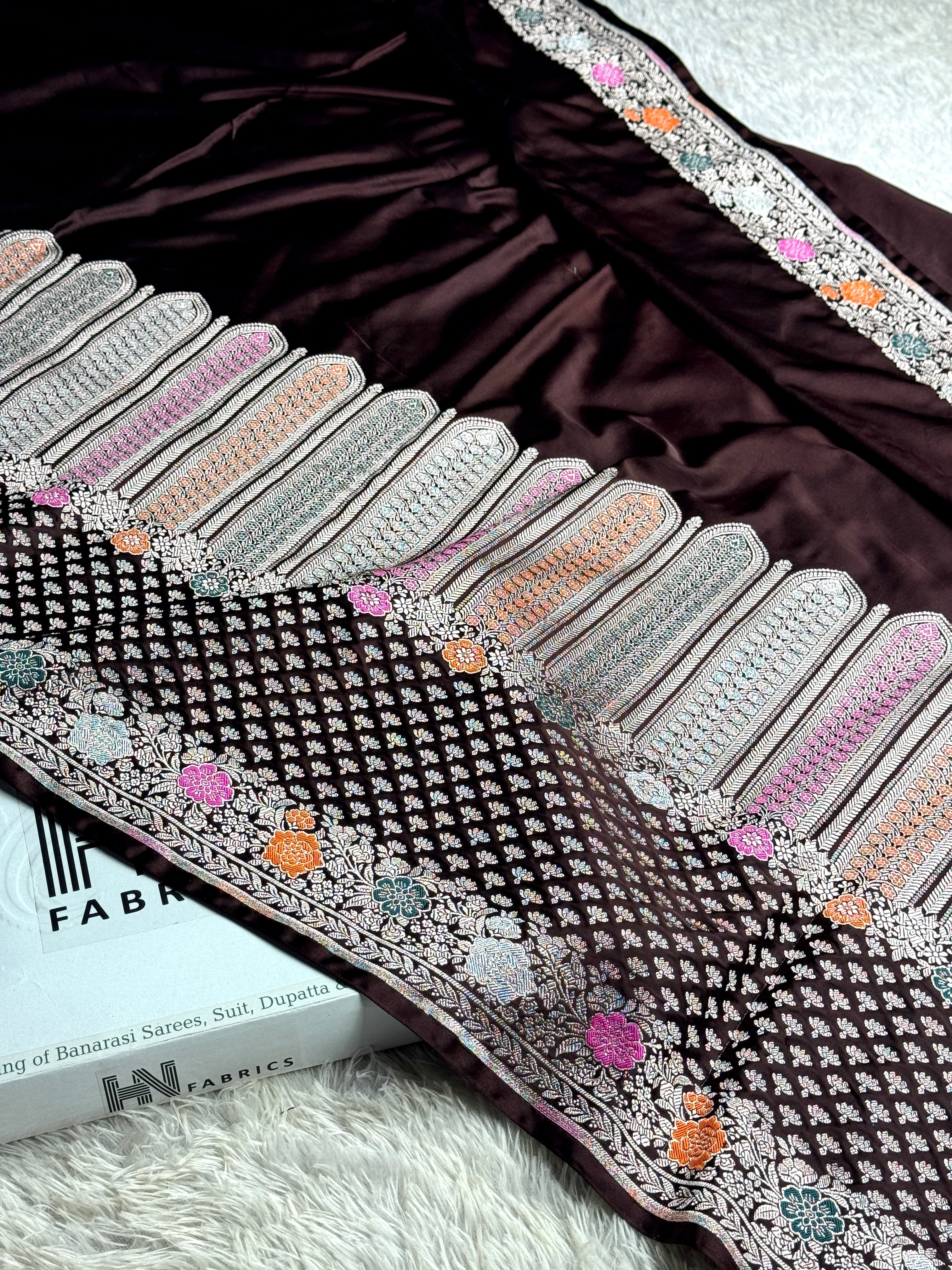 BANARASI MASHRU KATAN SILK SAREE MENAKARI WORK HN700