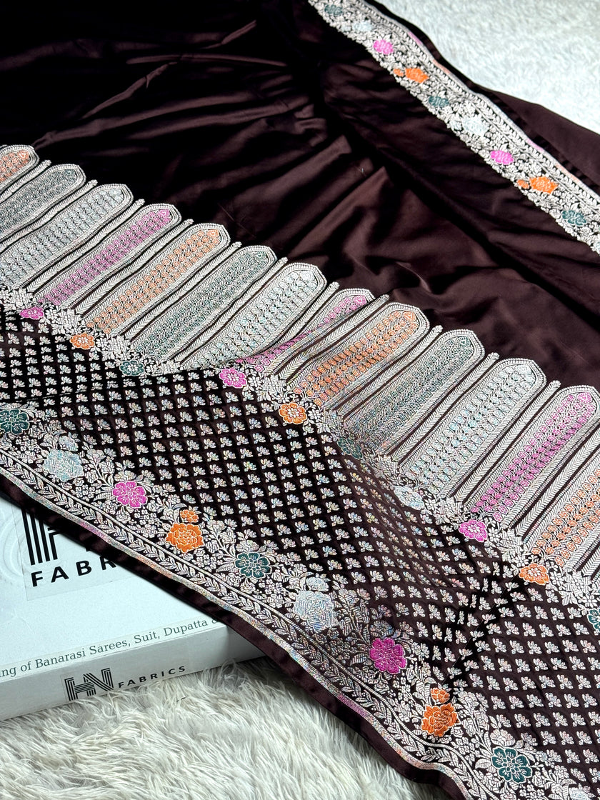 BANARASI MASHRU KATAN SILK SAREE MENAKARI WORK HN700