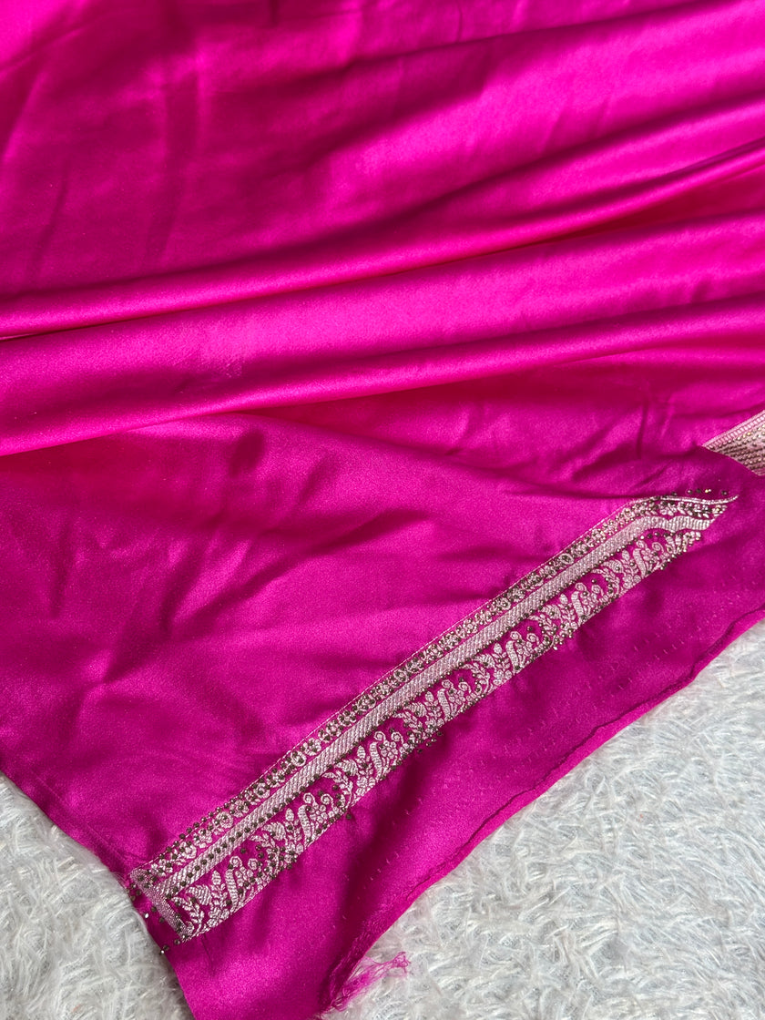 Banarasi mashru katan silk saree Swavroski Work hn102