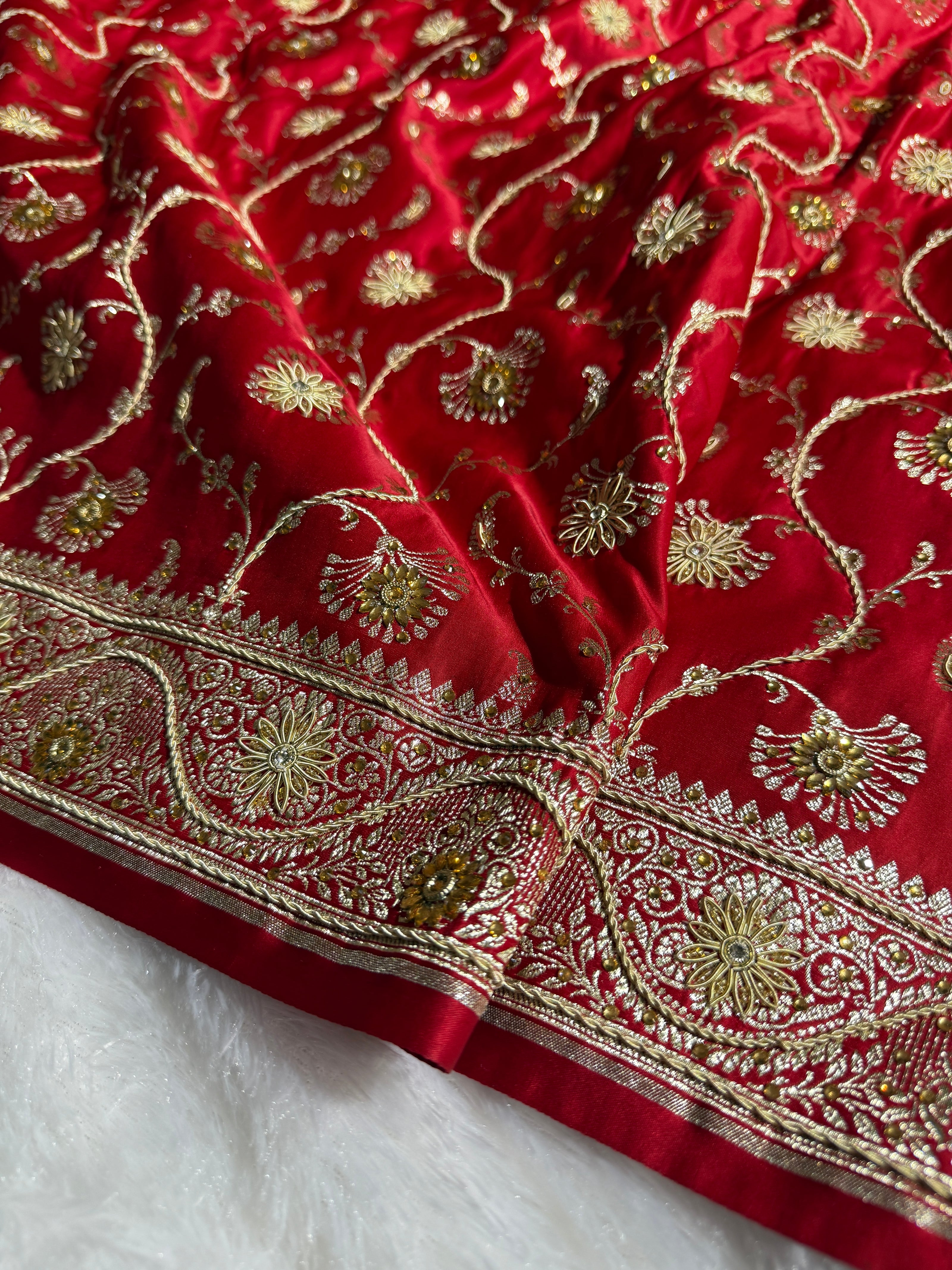 BANARASI SATIN SILK SAREE BRIDAL DESIGN HN600