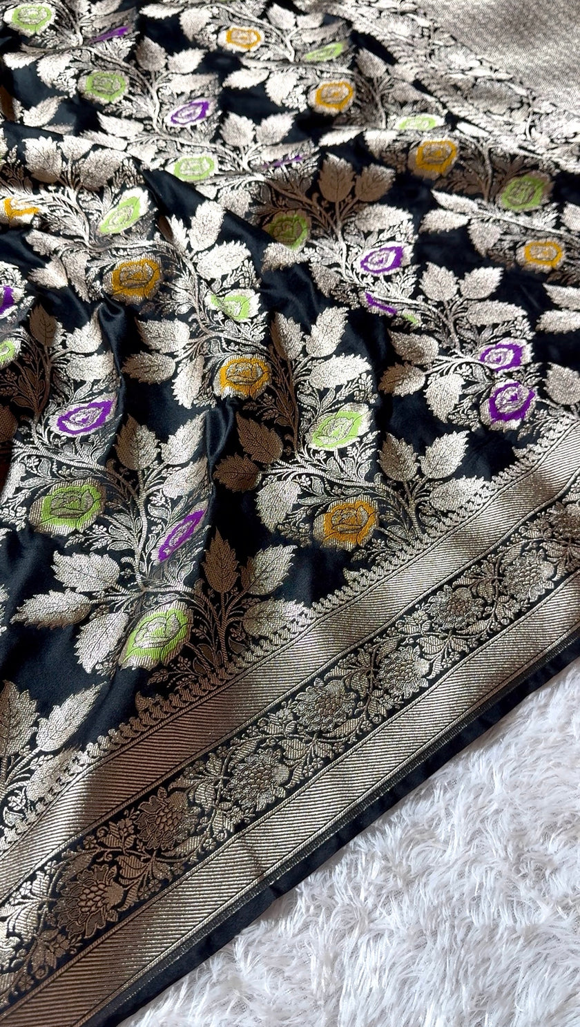 BANARASI MASHRU KATAN SILK SAREE MENAKARI WORK HN222
