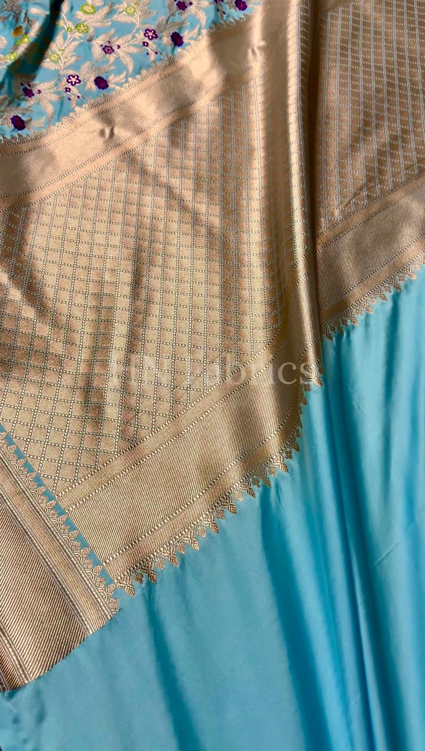 BANARASI MASHRU KATAN SILK SAREE MENAKARI WORK HN119