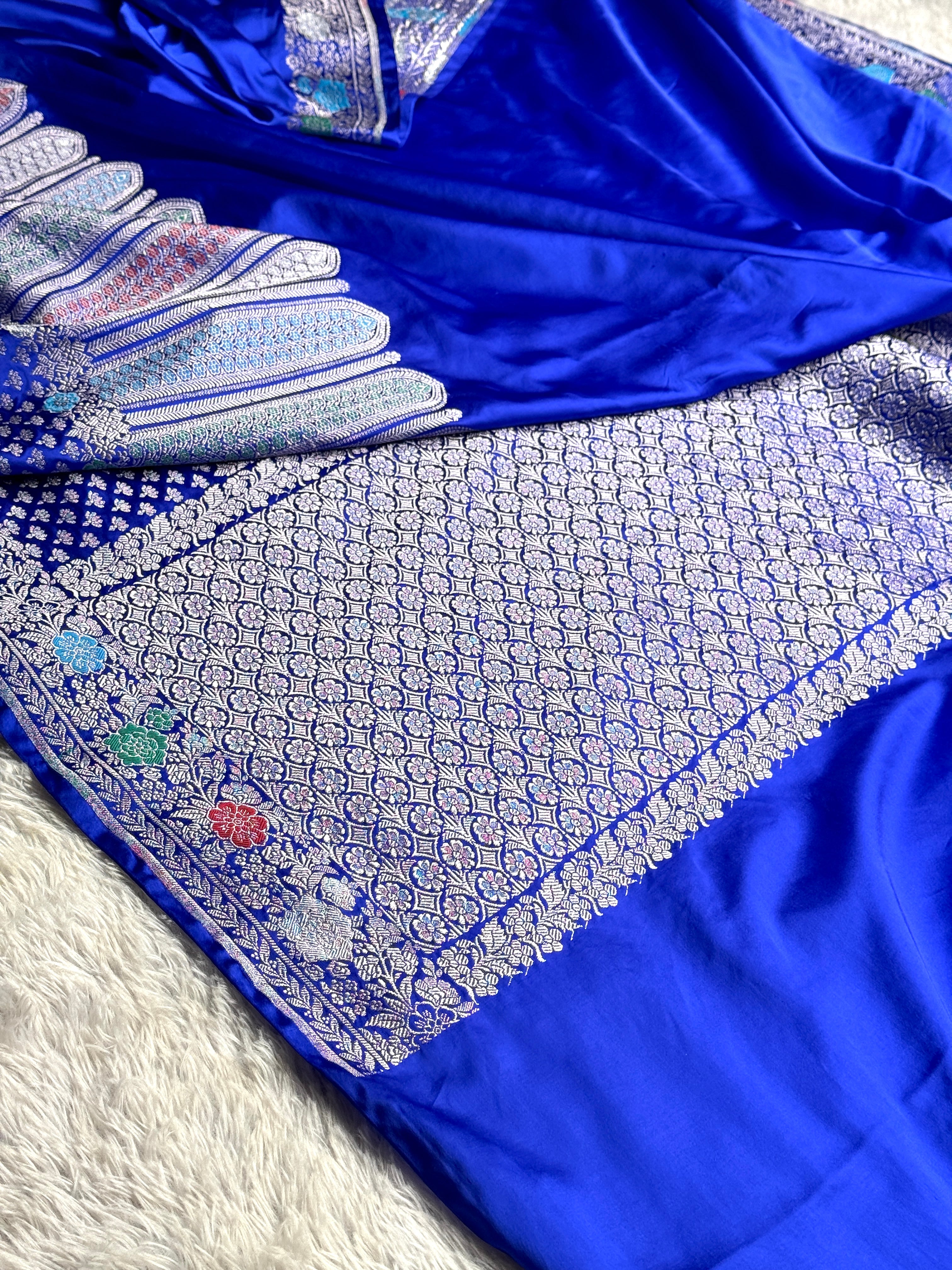 BANARASI MASHRU KATAN SILK SAREE MENAKARI WORK HN700