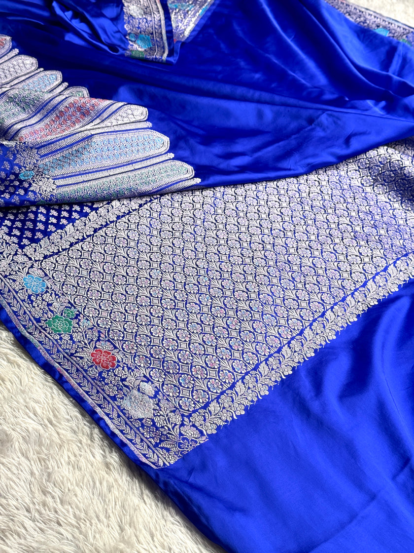 BANARASI MASHRU KATAN SILK SAREE MENAKARI WORK HN700