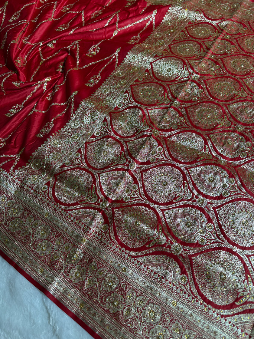 BANARASI SATIN SILK SAREE BRIDAL DESIGN