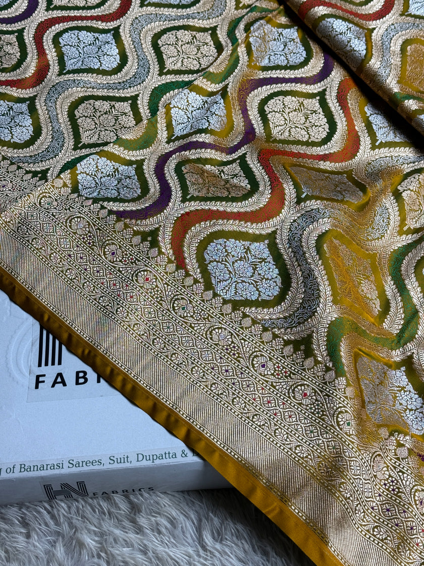 BANARASI MASHRU KATAN SILK SAREE MENAKARI WORK HN500