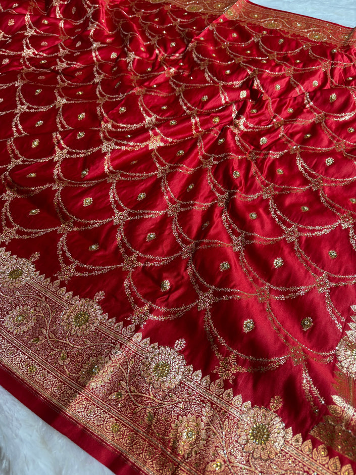 BANARASI SATIN SILK SAREE BRIDAL DESIGN HN600