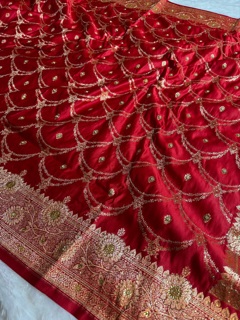 BANARASI SATIN SILK SAREE BRIDAL DESIGN HN600