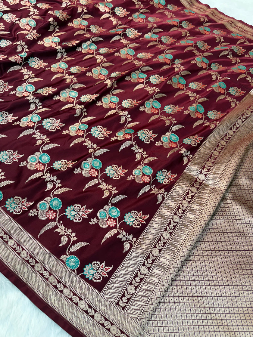 BANARASI MASHRU KATAN SILK SAREE CELEBRATI HEMA MALLINI MAMA INSPIRED HN104