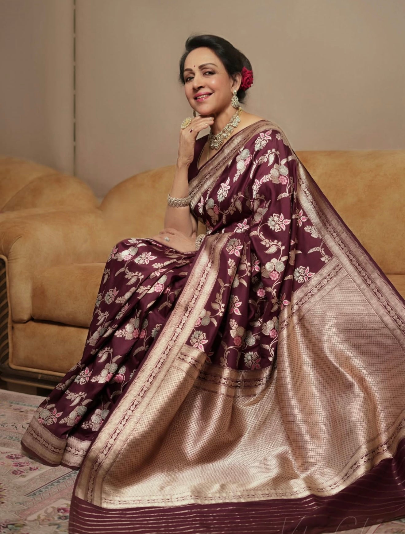 BANARASI MASHRU KATAN SILK SAREE CELEBRATI HEMA MALLINI MAMA INSPIRED HN104