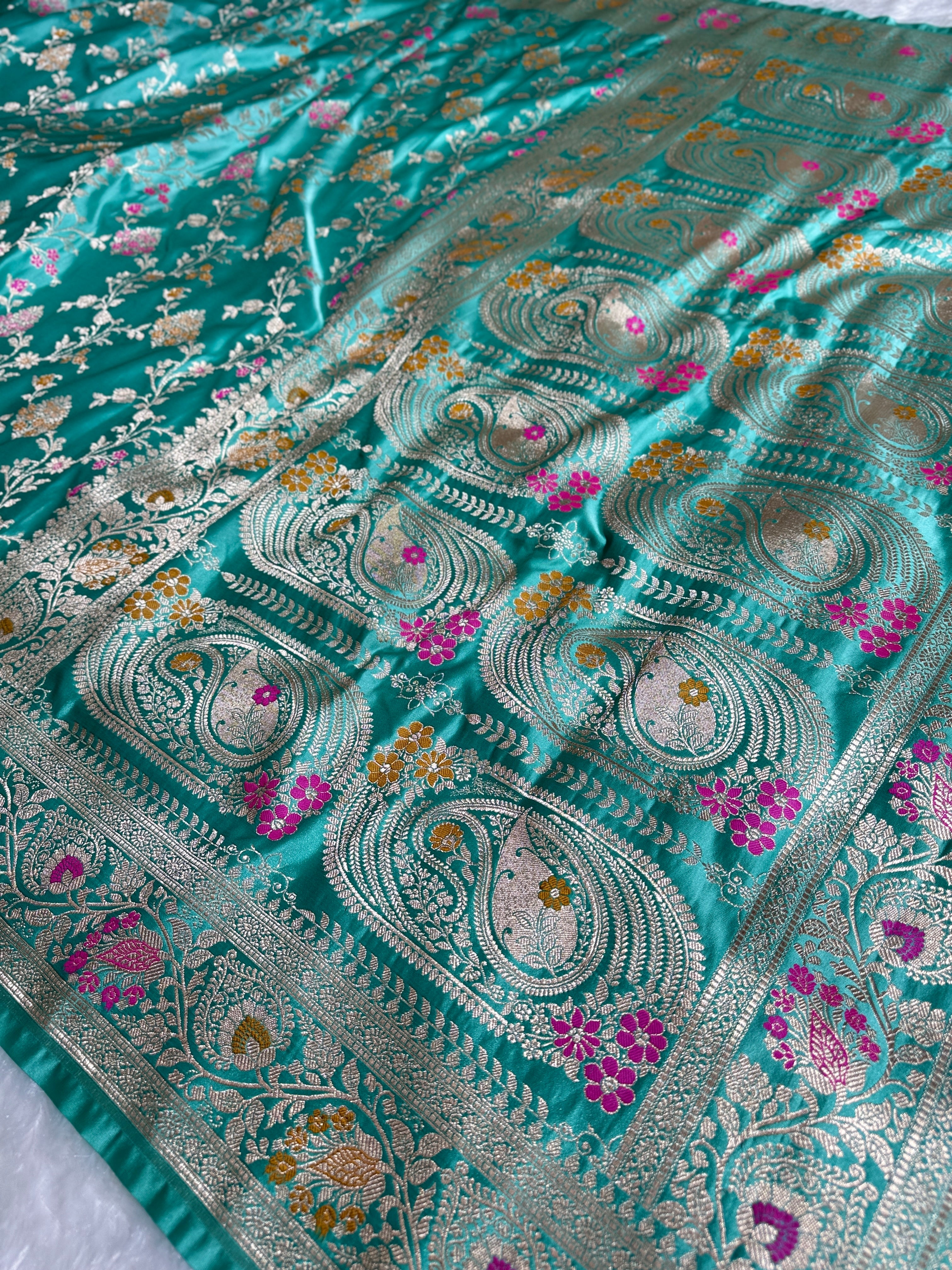 BANARASI MASHRU KATAN SILK SAREE MENAKARI WORK HN107