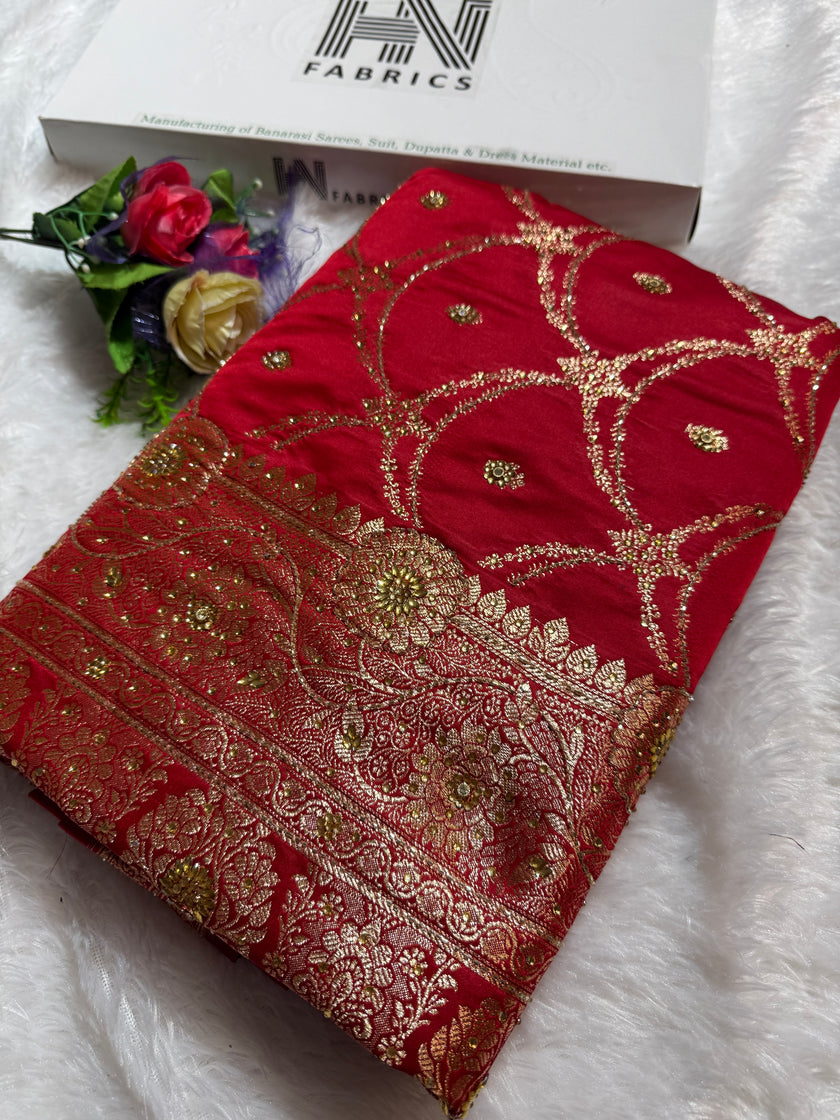 BANARASI SATIN SILK SAREE BRIDAL DESIGN HN600