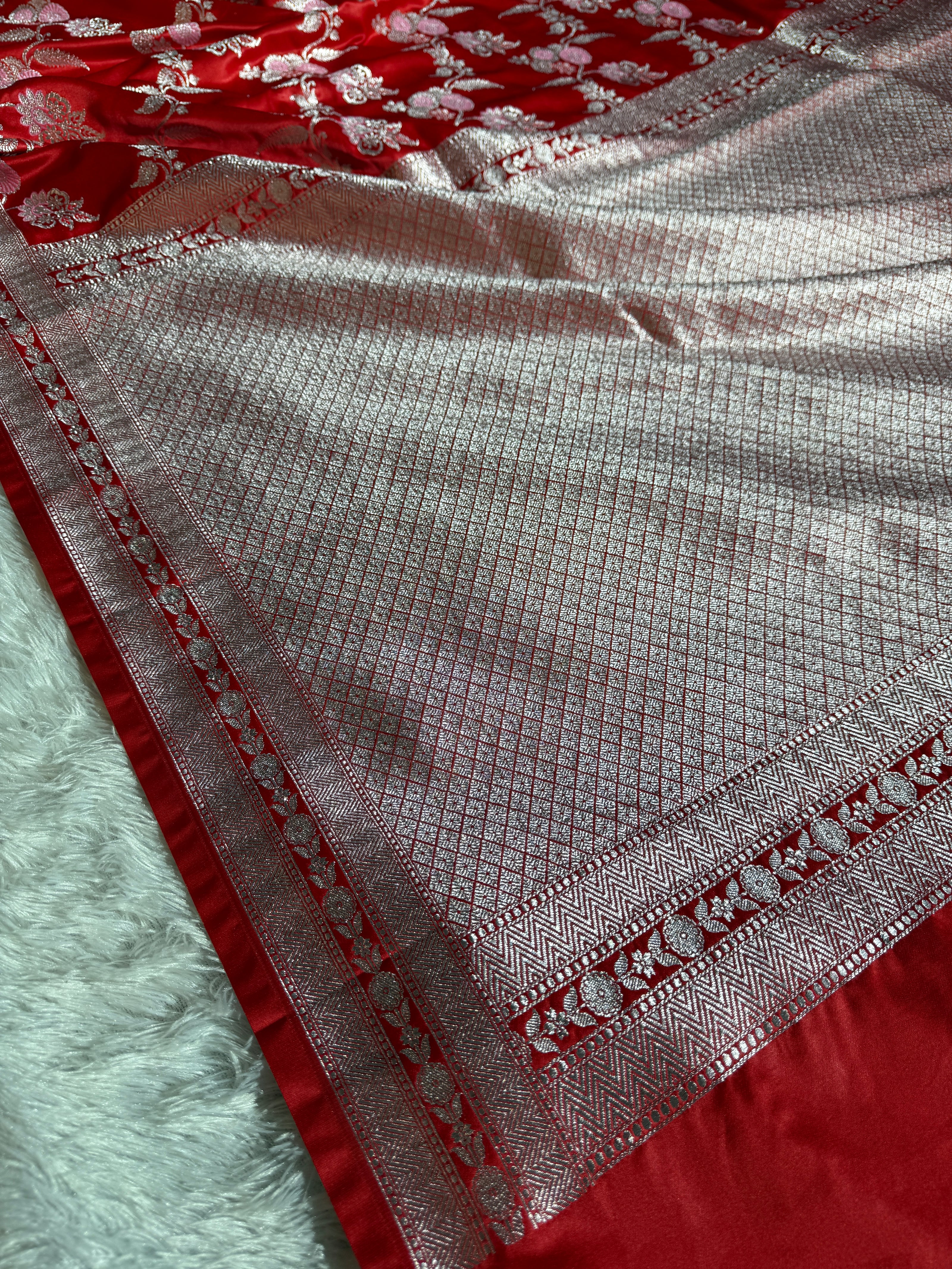 BANARASI MASHRU KATAN SILK SAREE MENAKARI WORK HN104