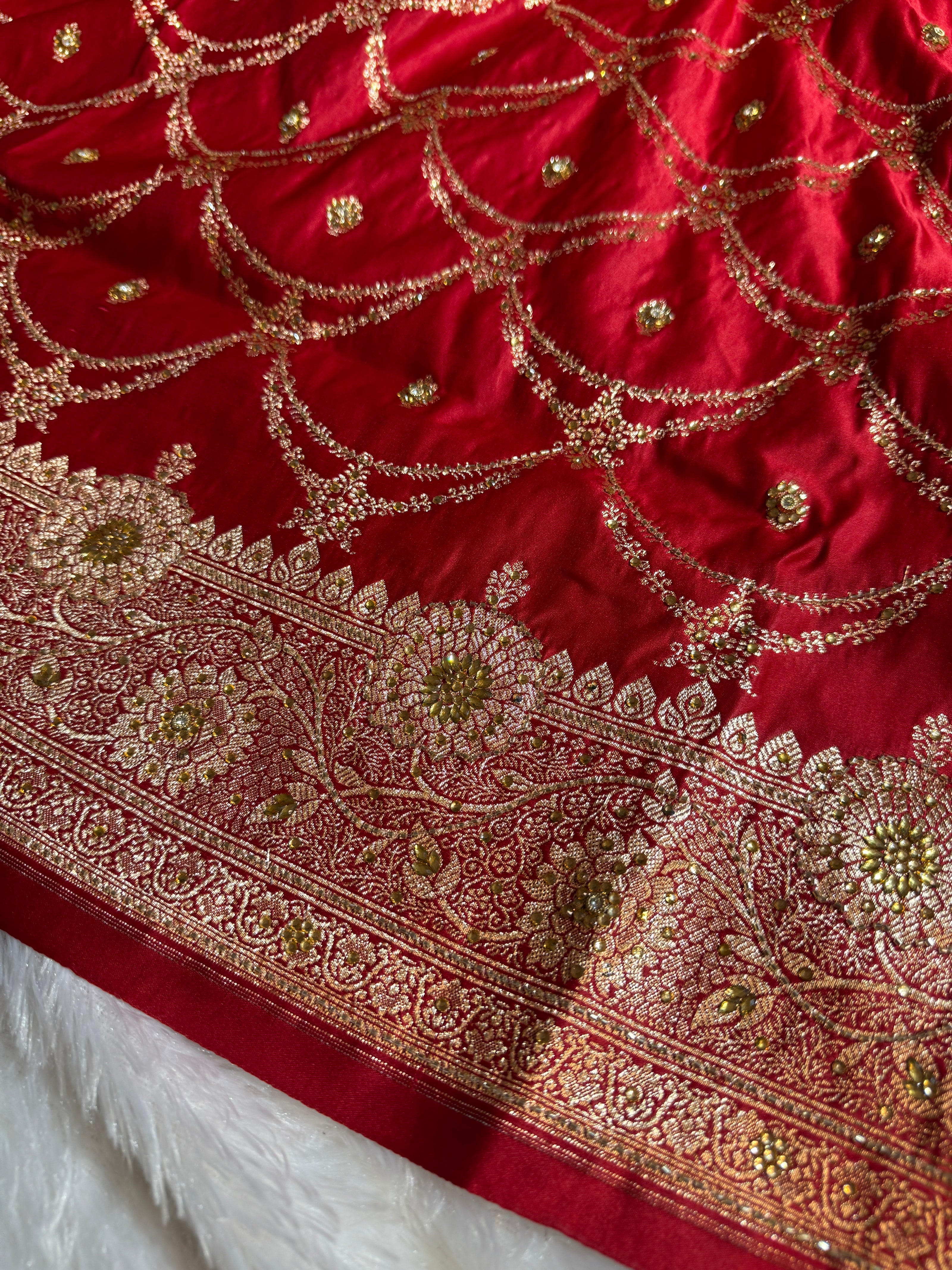 BANARASI SATIN SILK SAREE BRIDAL DESIGN HN600