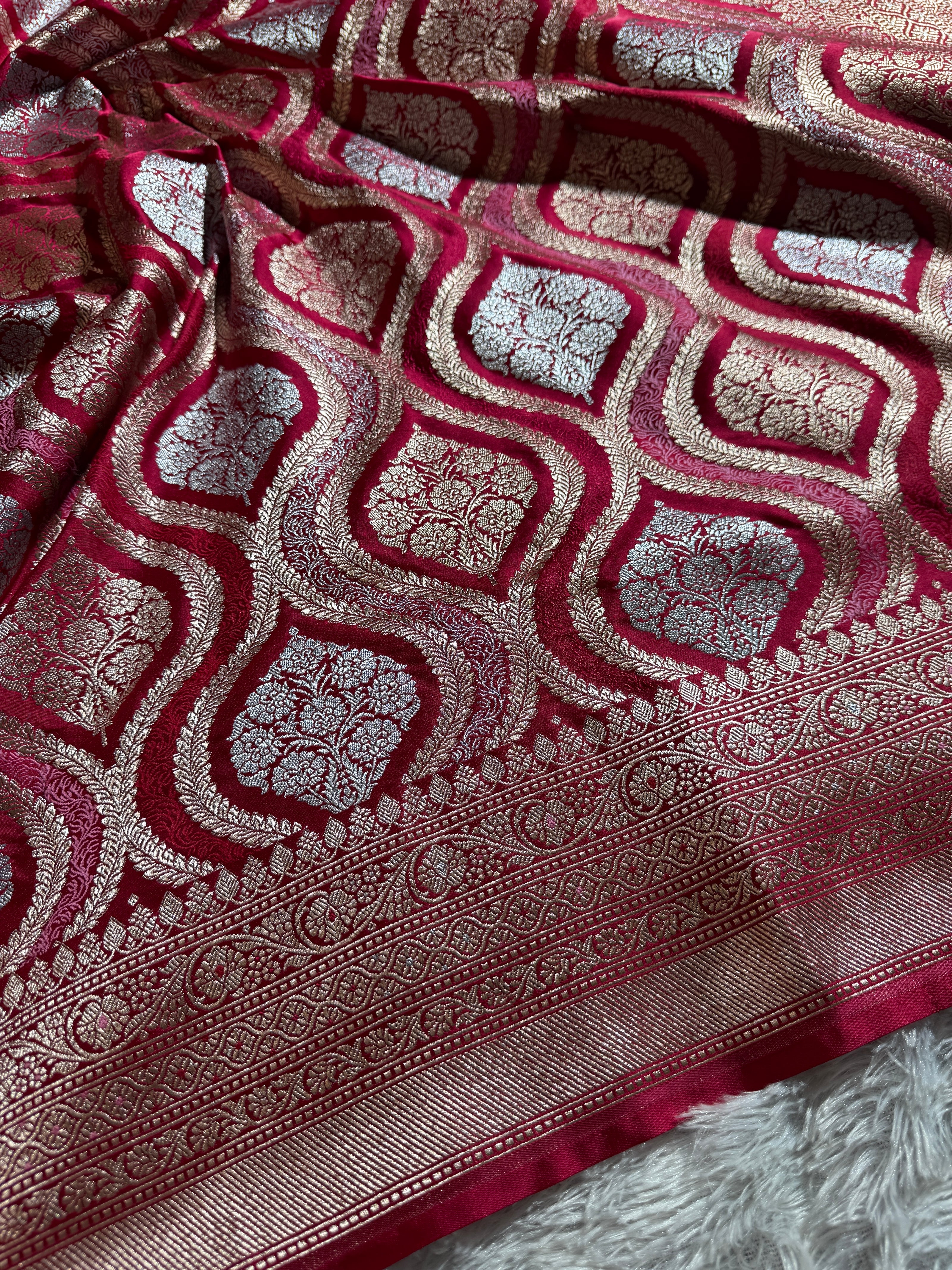 BANARASI MASHRU KATAN SILK SAREE MENAKARI WORK HN500