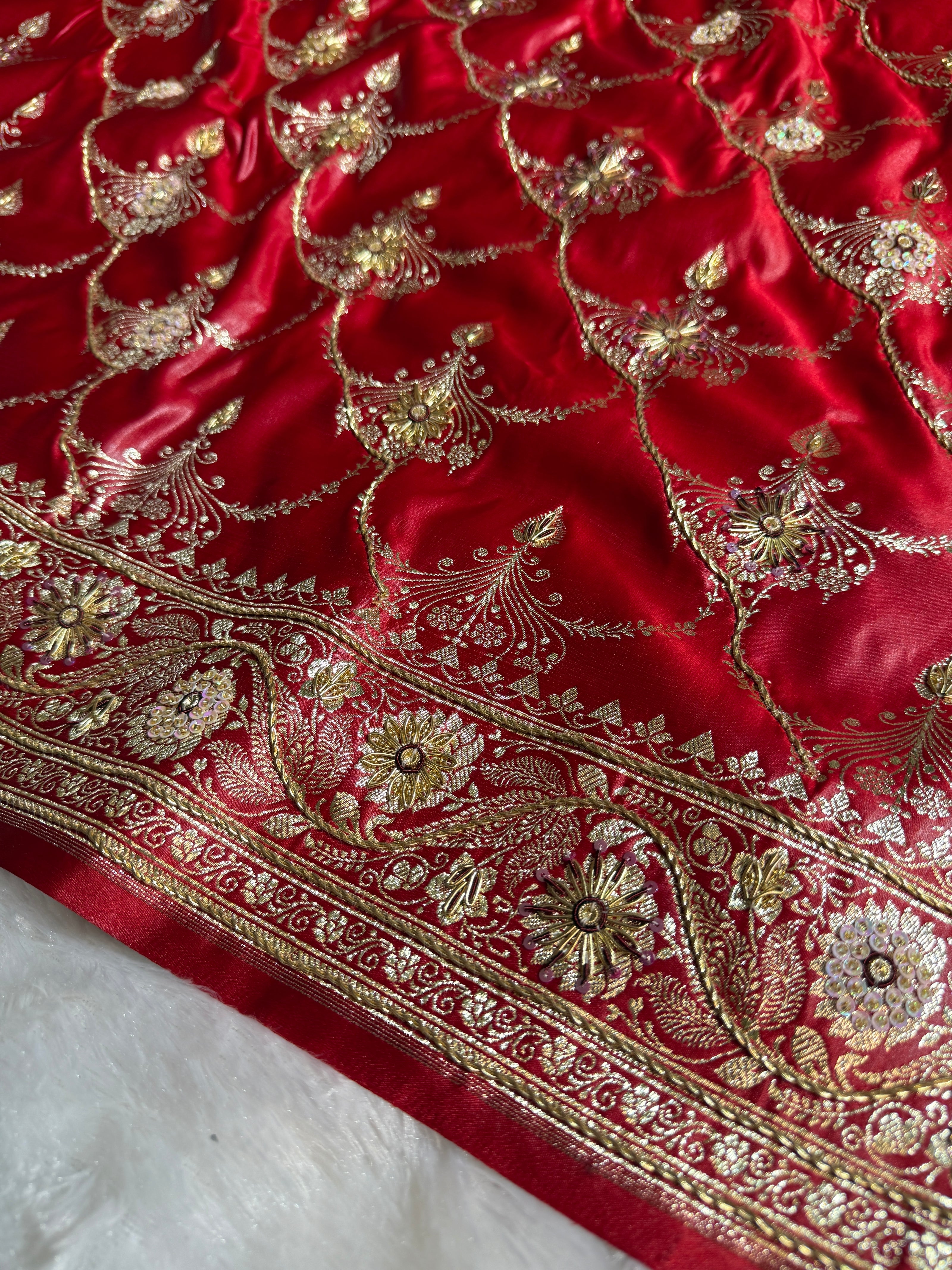 BANARASI SATIN SILK SAREE BRIDAL DESIGN HN600