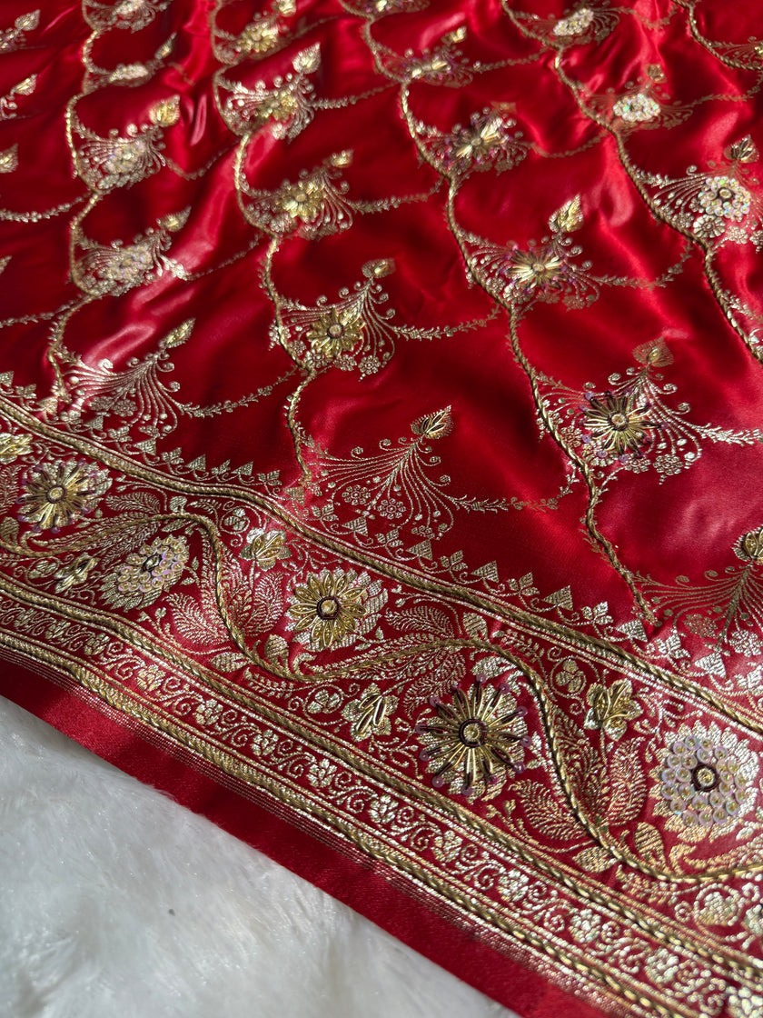 BANARASI SATIN SILK SAREE BRIDAL DESIGN HN600