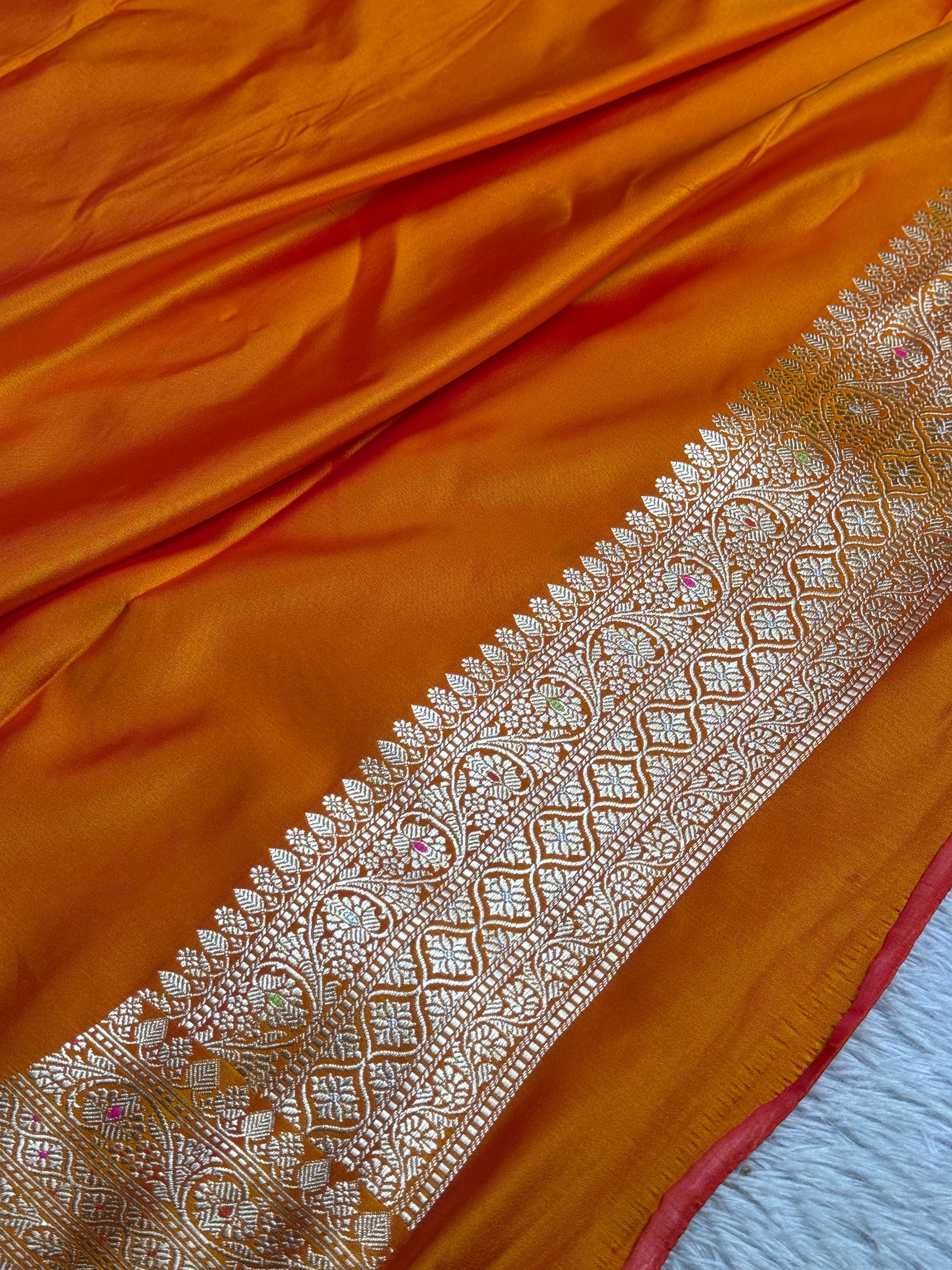 BANARASI MASHRU KATAN SILK SAREE MENAKARI WORK HN500