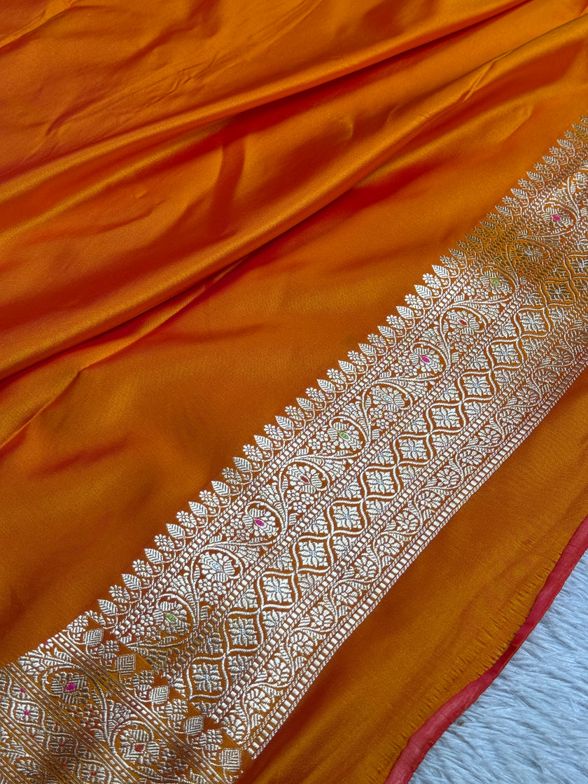 BANARASI MASHRU KATAN SILK SAREE MENAKARI WORK HN500