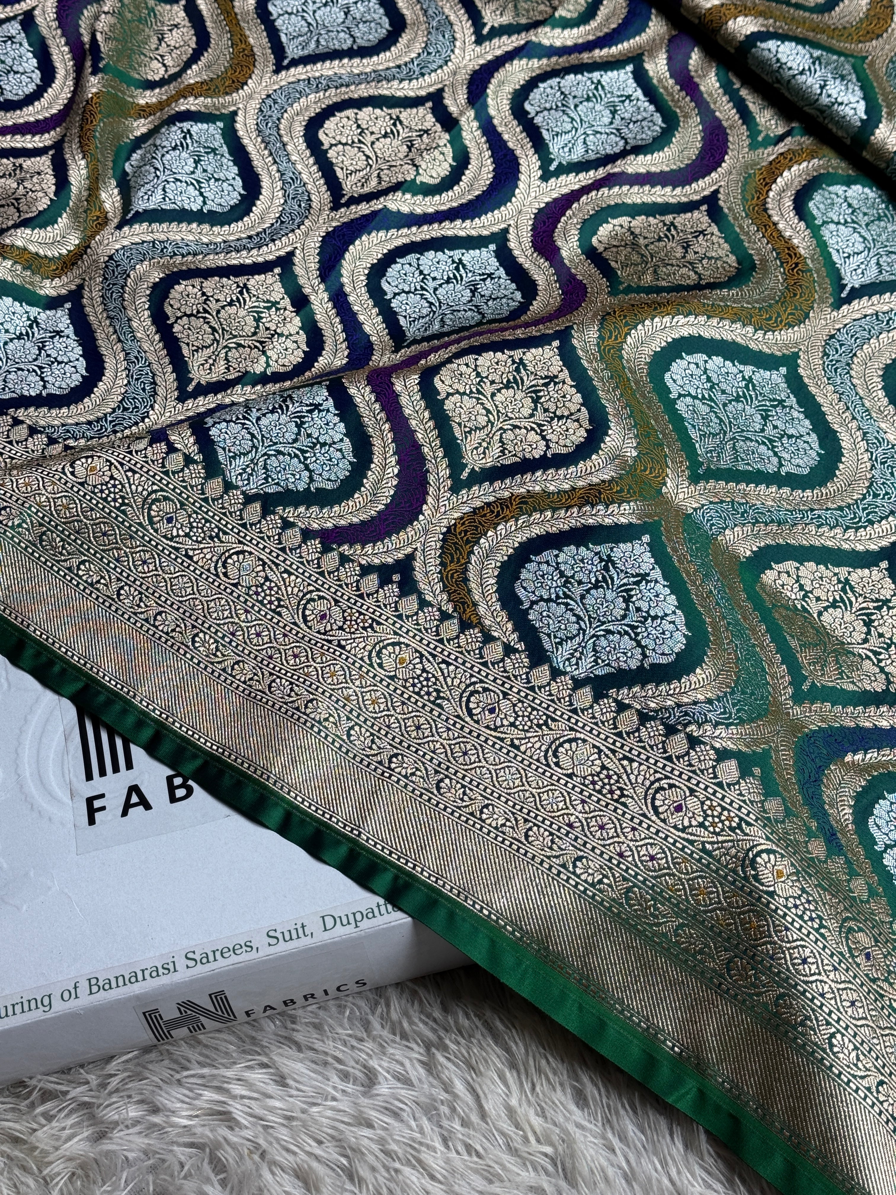 BANARASI MASHRU KATAN SILK SAREE MENAKARI WORK HN500