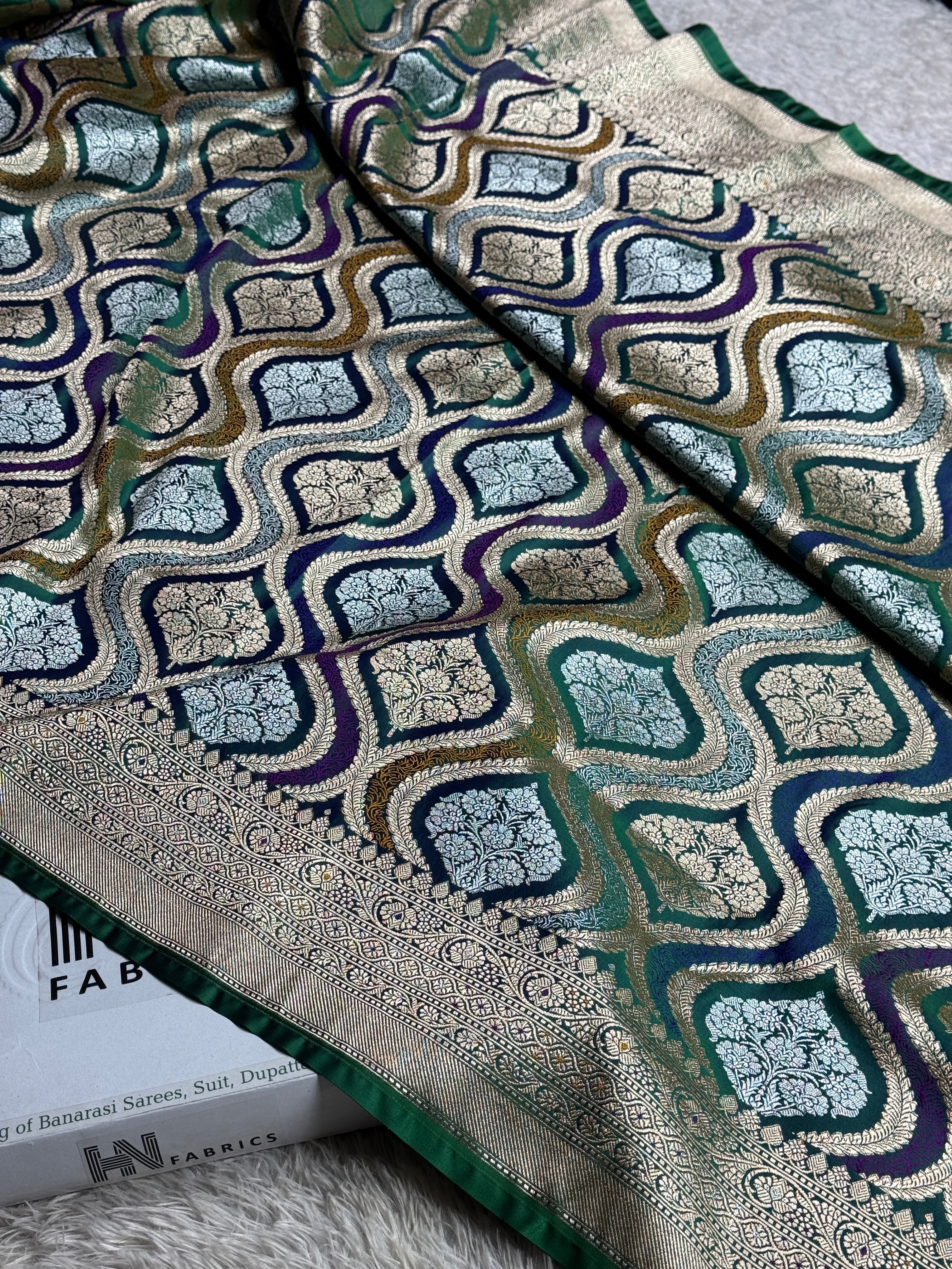 BANARASI MASHRU KATAN SILK SAREE MENAKARI WORK HN500