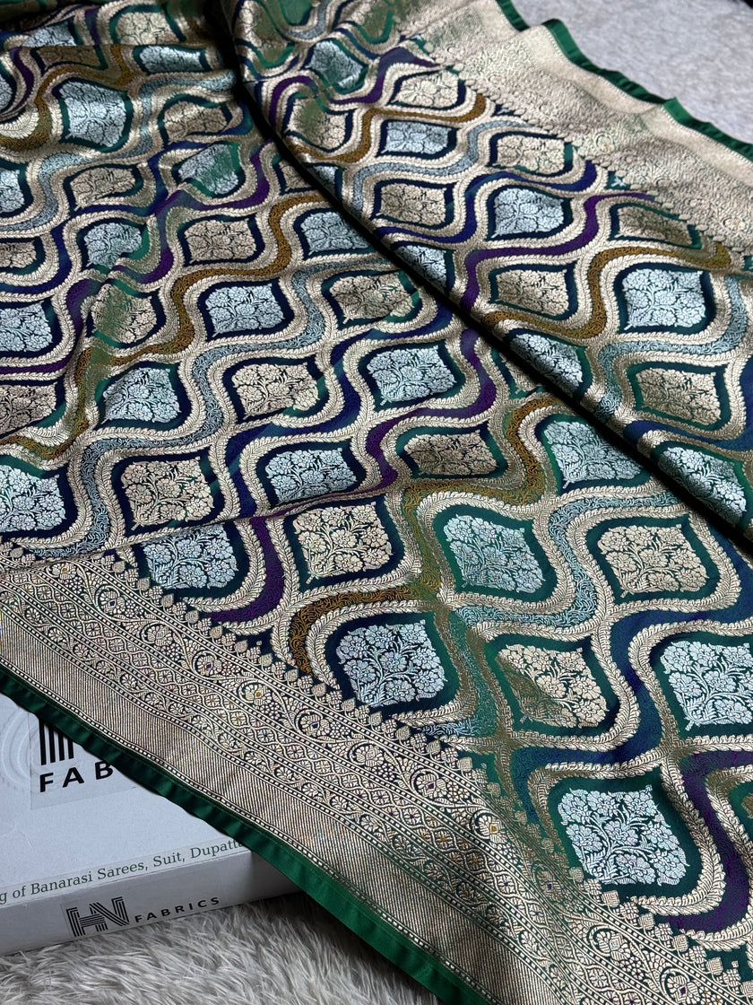 BANARASI MASHRU KATAN SILK SAREE MENAKARI WORK HN500