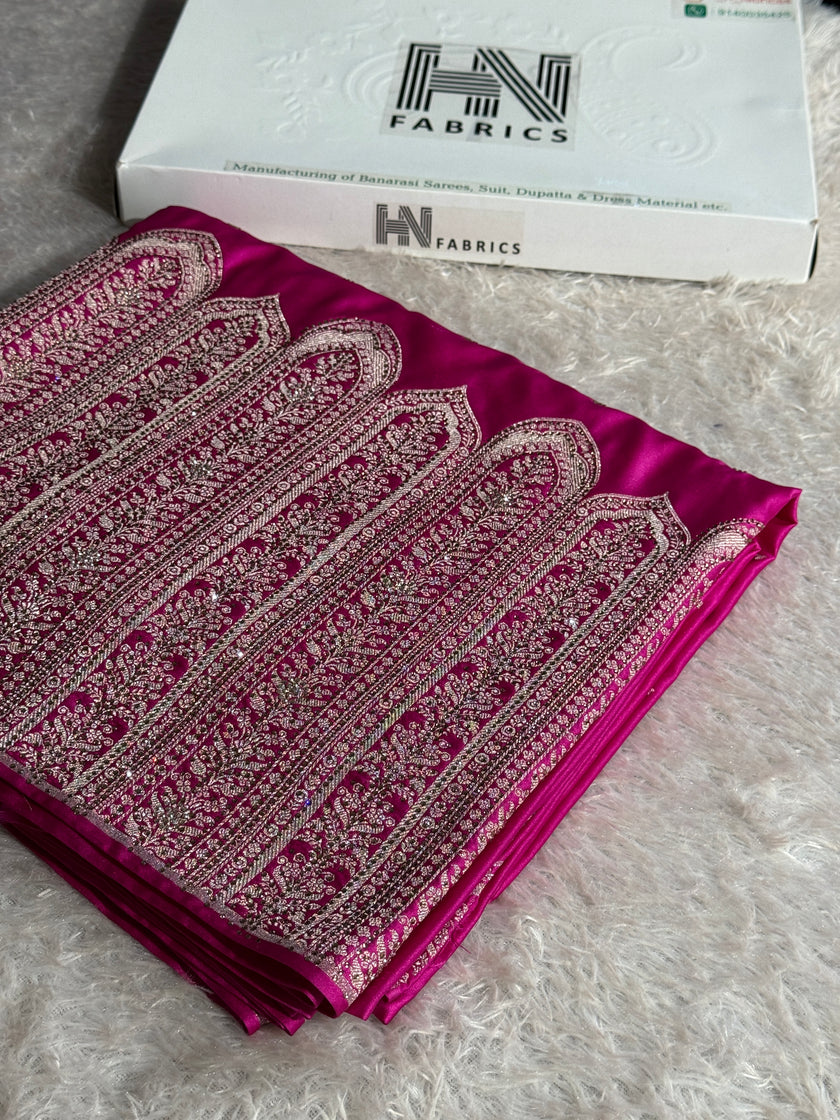 Banarasi mashru katan silk saree Swavroski Work hn102