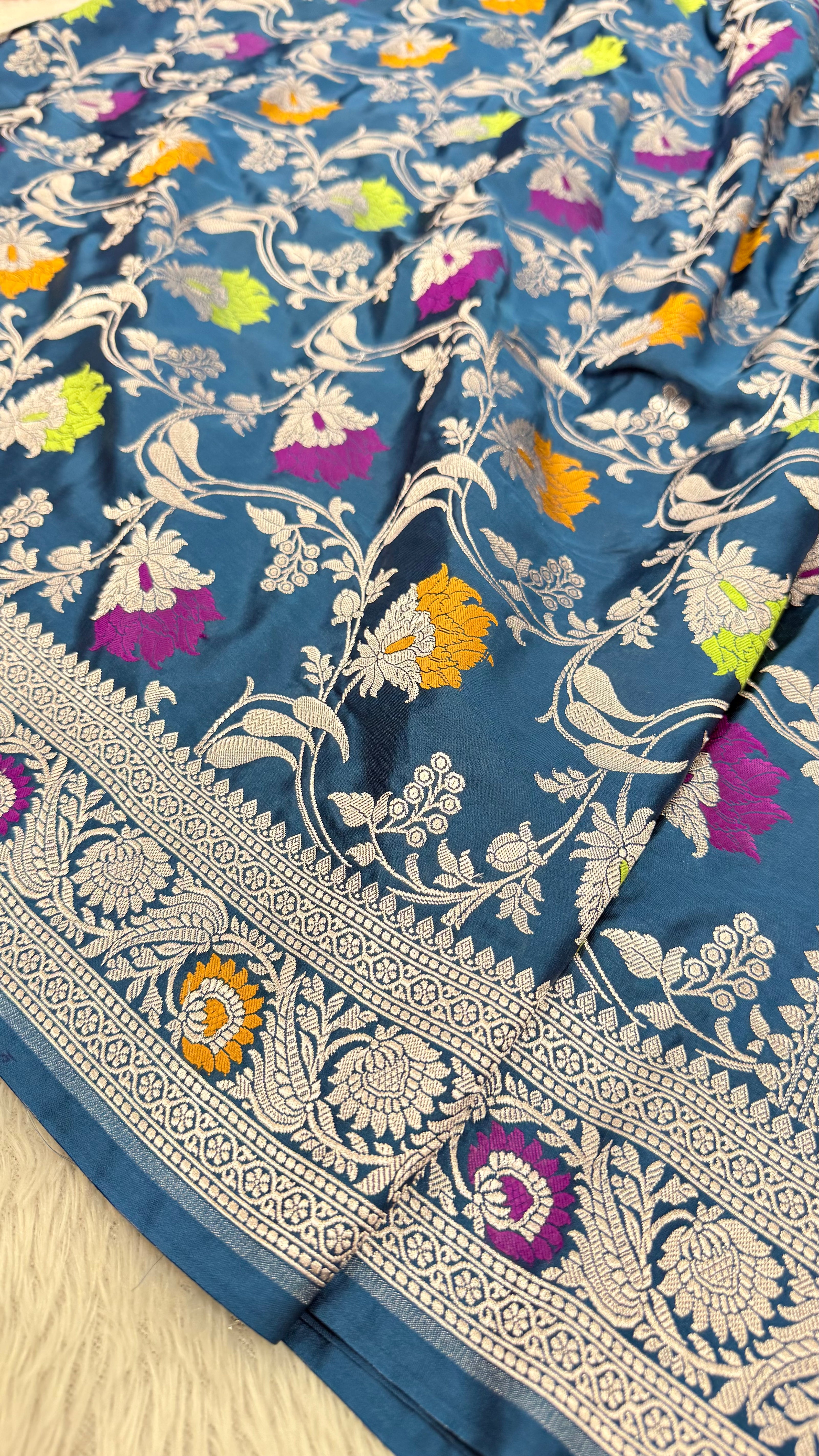 BANARASI MASHRU KATAN SILK SAREE MENAKARI WORK HN177